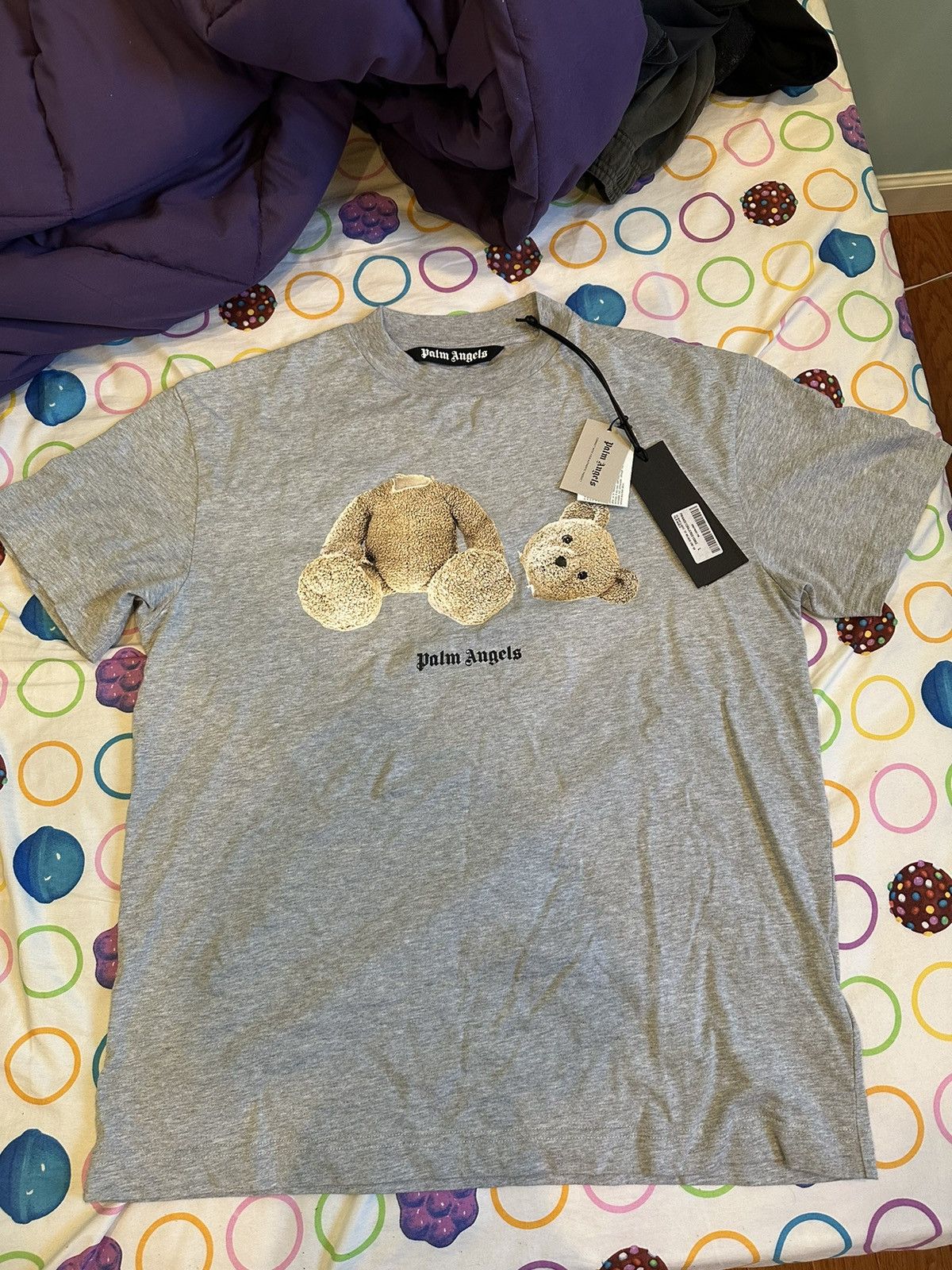 image of Palm Angels Teddy Bear in Grey, Men's (Size Large)
