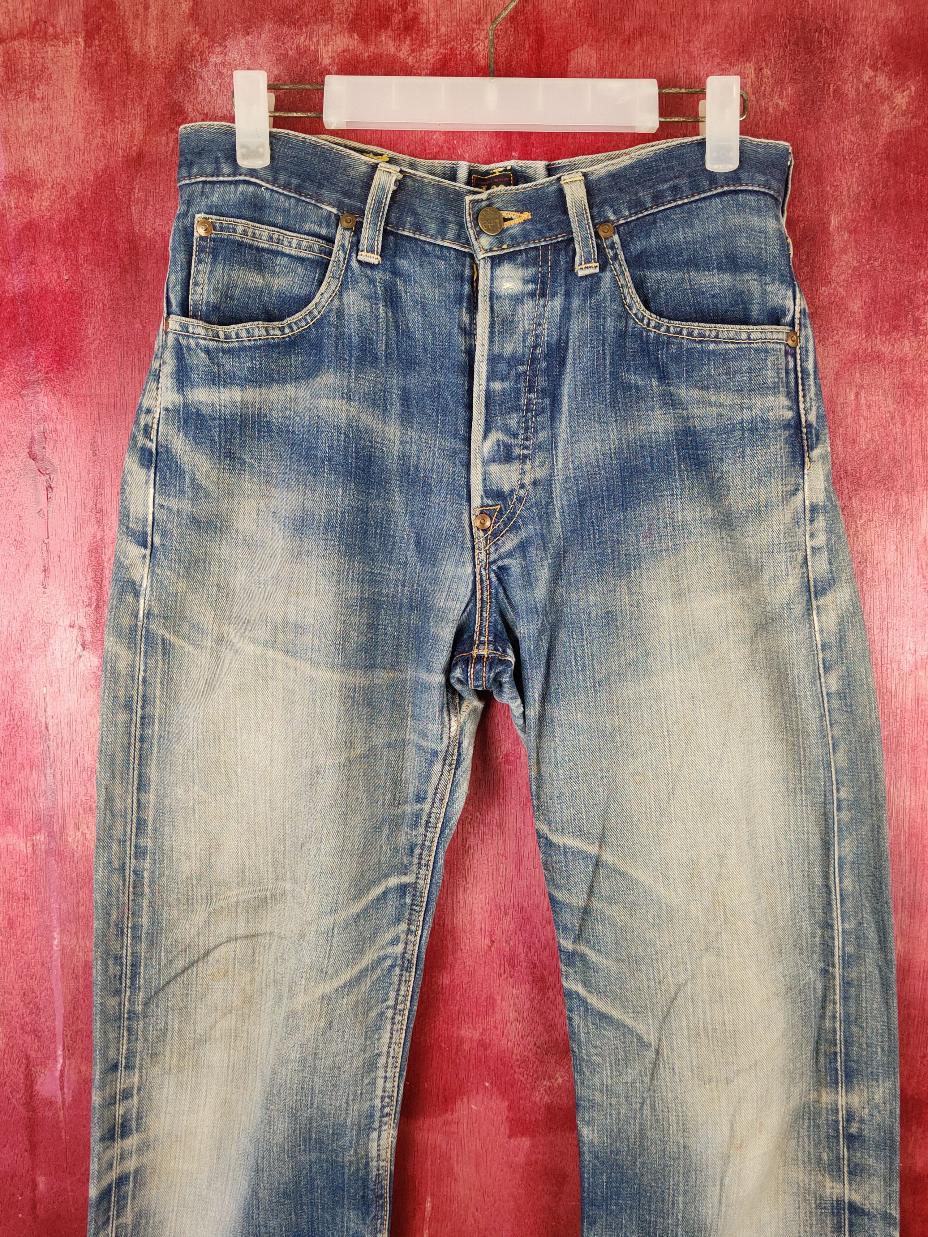 Japanese Brand Lee Dark Blue Faded Distressed Ripped Jeans #S1696 Size US 30 / EU 46 - 2 Thumbnail