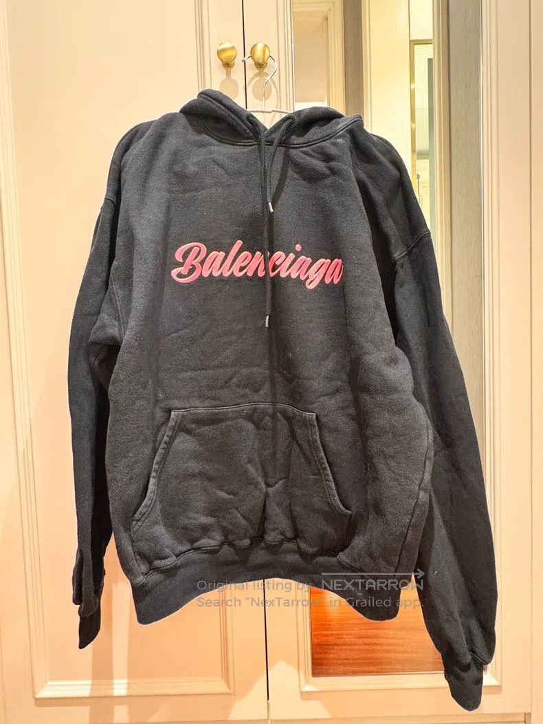 Balenciaga Balenciaga Hooded Sweatshirt, Black, Jelly Black Pink Sign Size XS / US 0-2 / IT 36-38 - 1 Thumbnail
