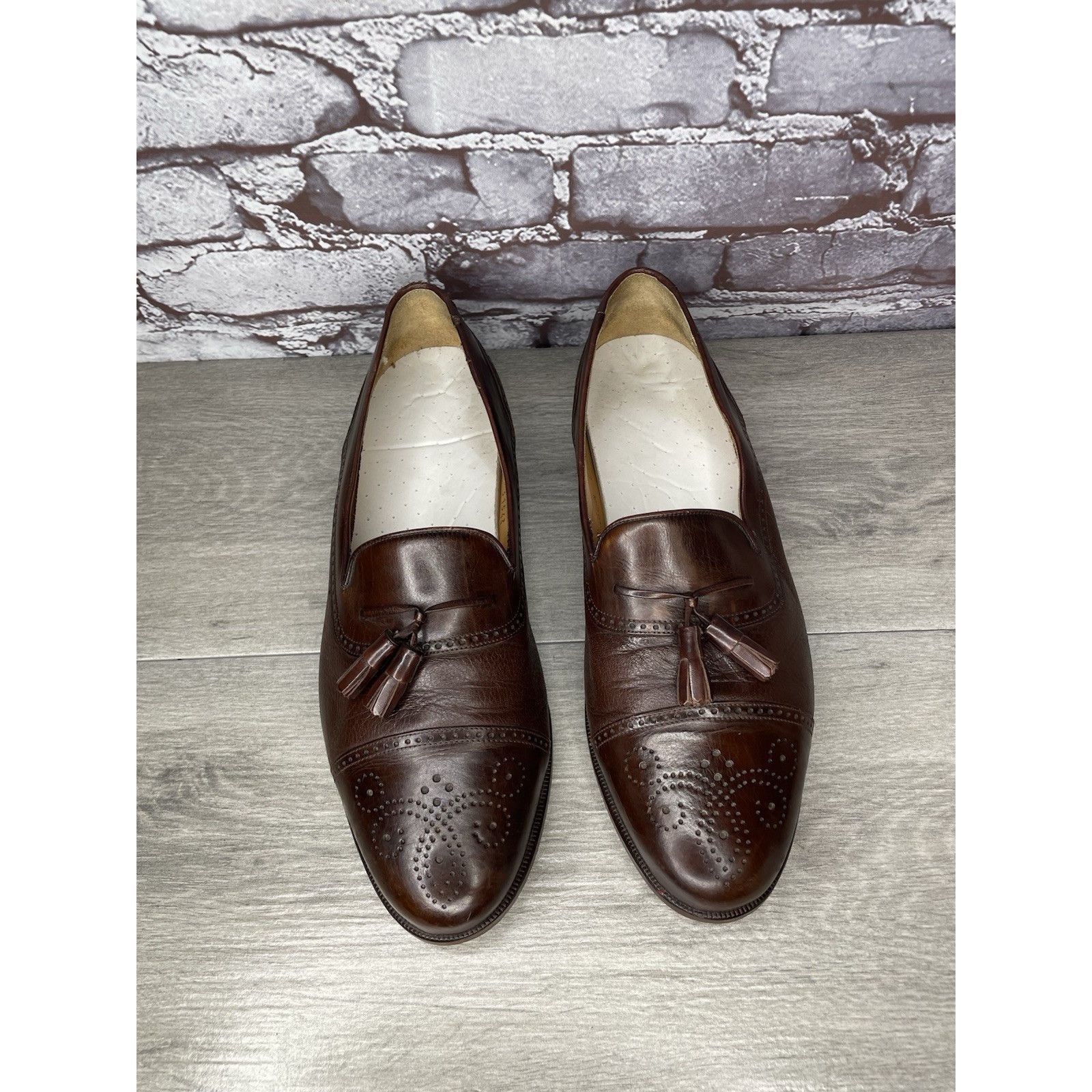 Mezlan Mezlan Havana Brown Leather WingTip Cap Toe Loafers Dress Sh Size US 11 / EU 44 - 11 Thumbnail