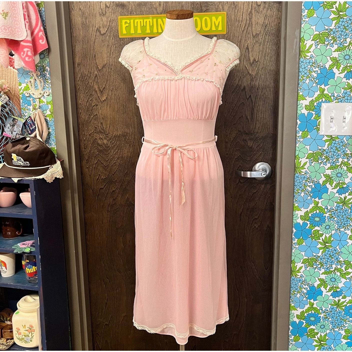 Other Pastel Pink 1960s Coquette Embroidered Nightgown Sheer Dress Size S / US 4 / IT 40 - 5 Thumbnail