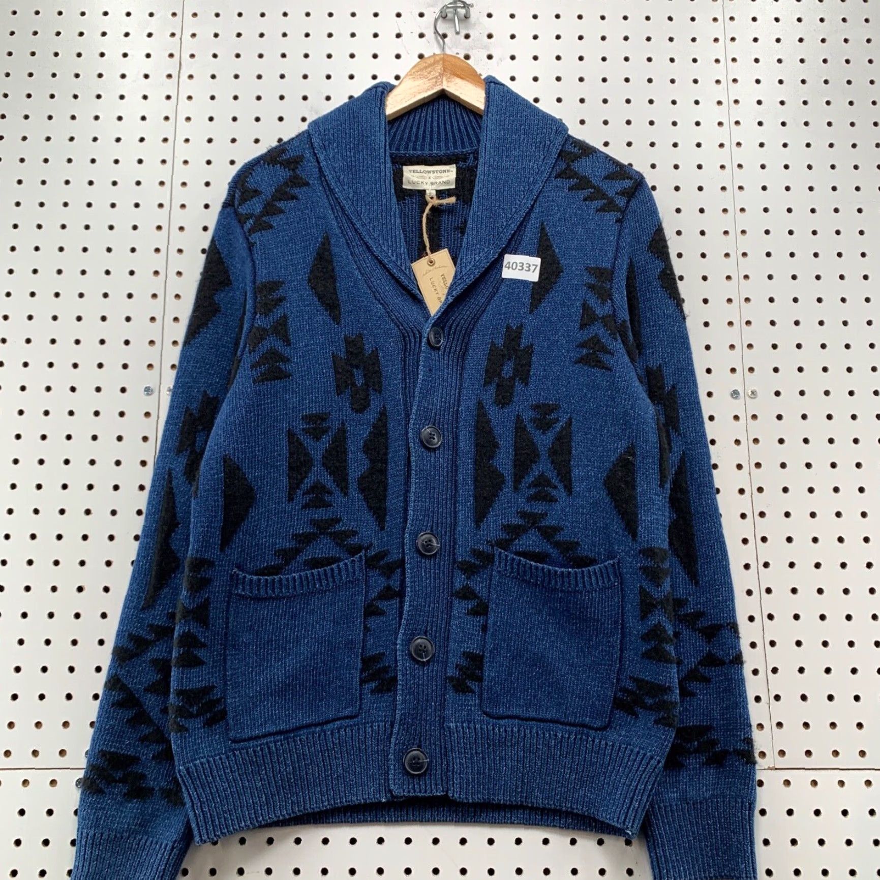 Lucky Brand VINTAGE Lucky Brand Aztec Knit Cardigan Sweater Mens Small Blue Geometric 90s Size US S / EU 44-46 / 1 - 4 Thumbnail