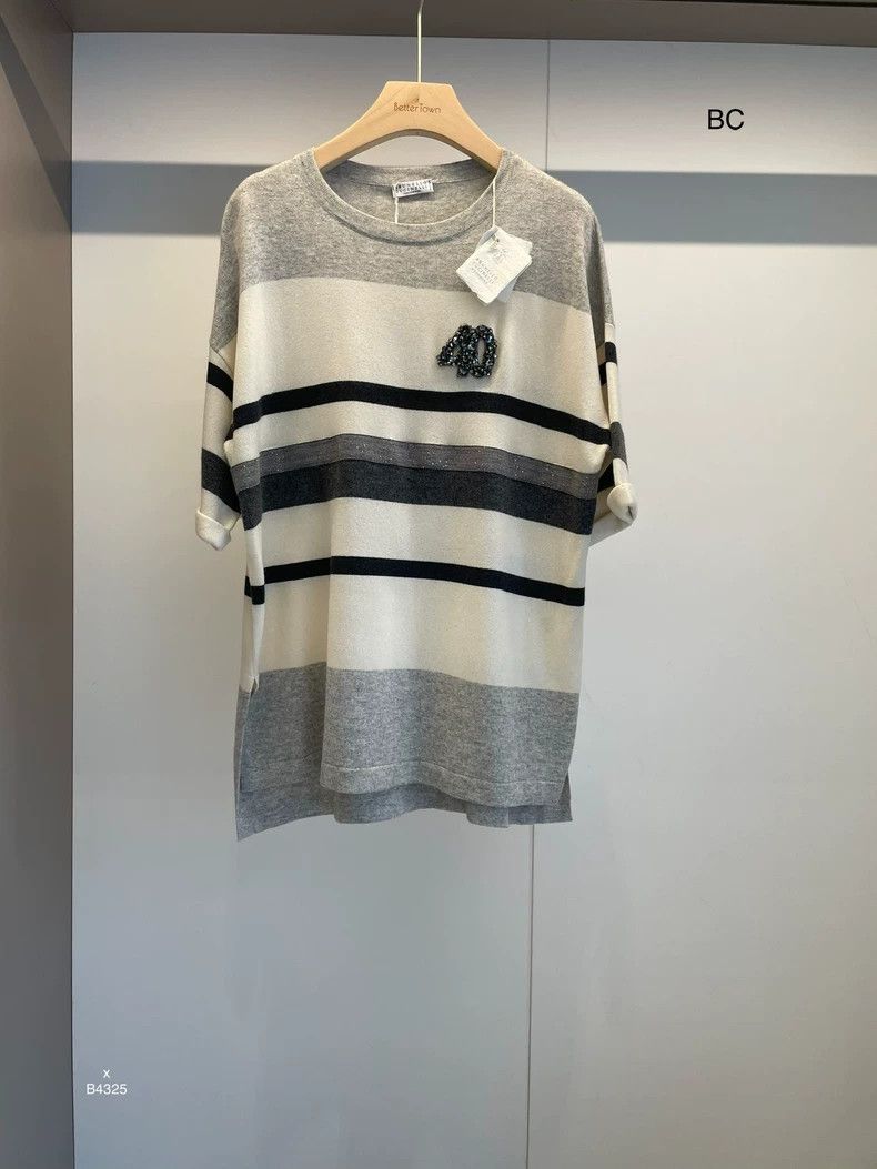 Brunello Cucinelli Brunello Cucinelli Striped Cashmere Sweater - dmc Size US M / EU 48-50 / 2 - 1 Thumbnail