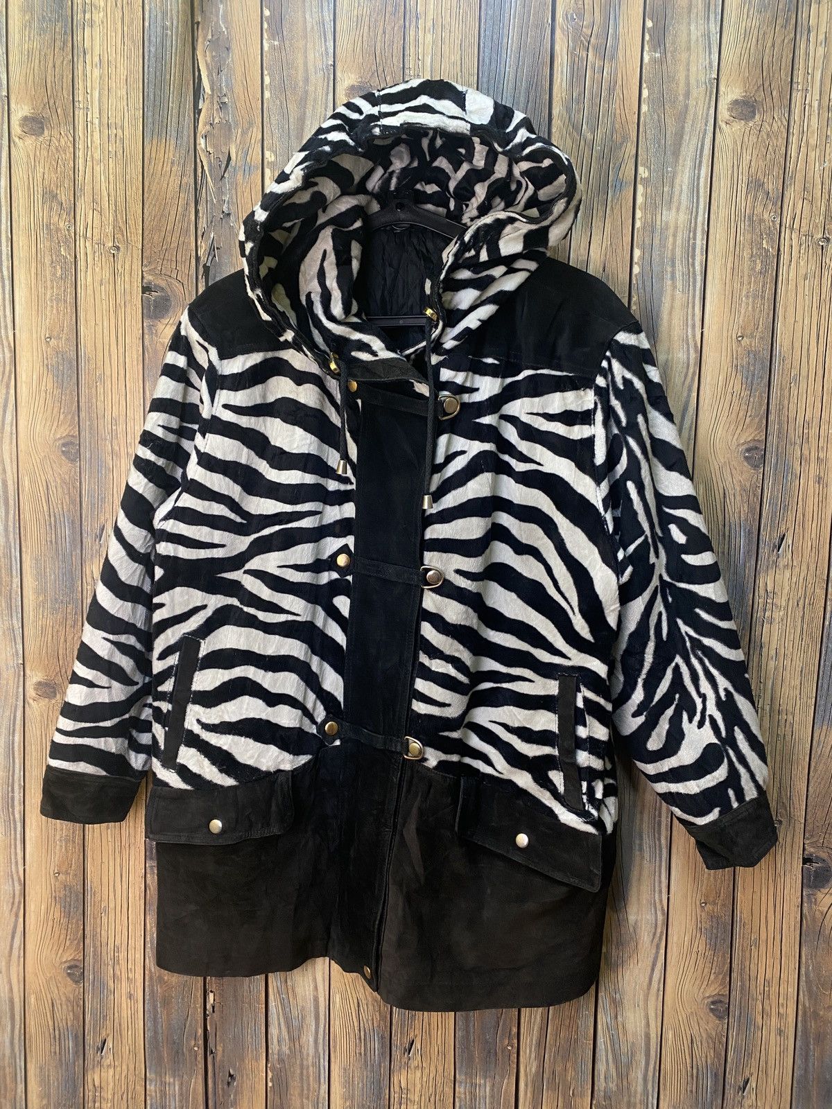 Genuine Leather Zebra stripe half leather jacket Size US L / EU 52-54 / 3 - 3 Thumbnail