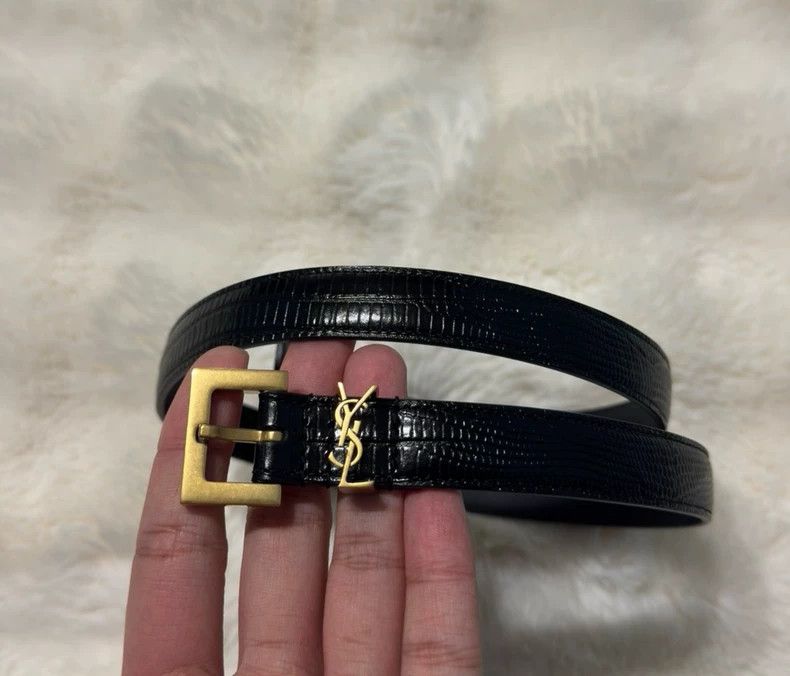 Saint Laurent Paris Saint Laurent Black Gold Logo Waist Belt-dmc Size ONE SIZE - 1 Thumbnail