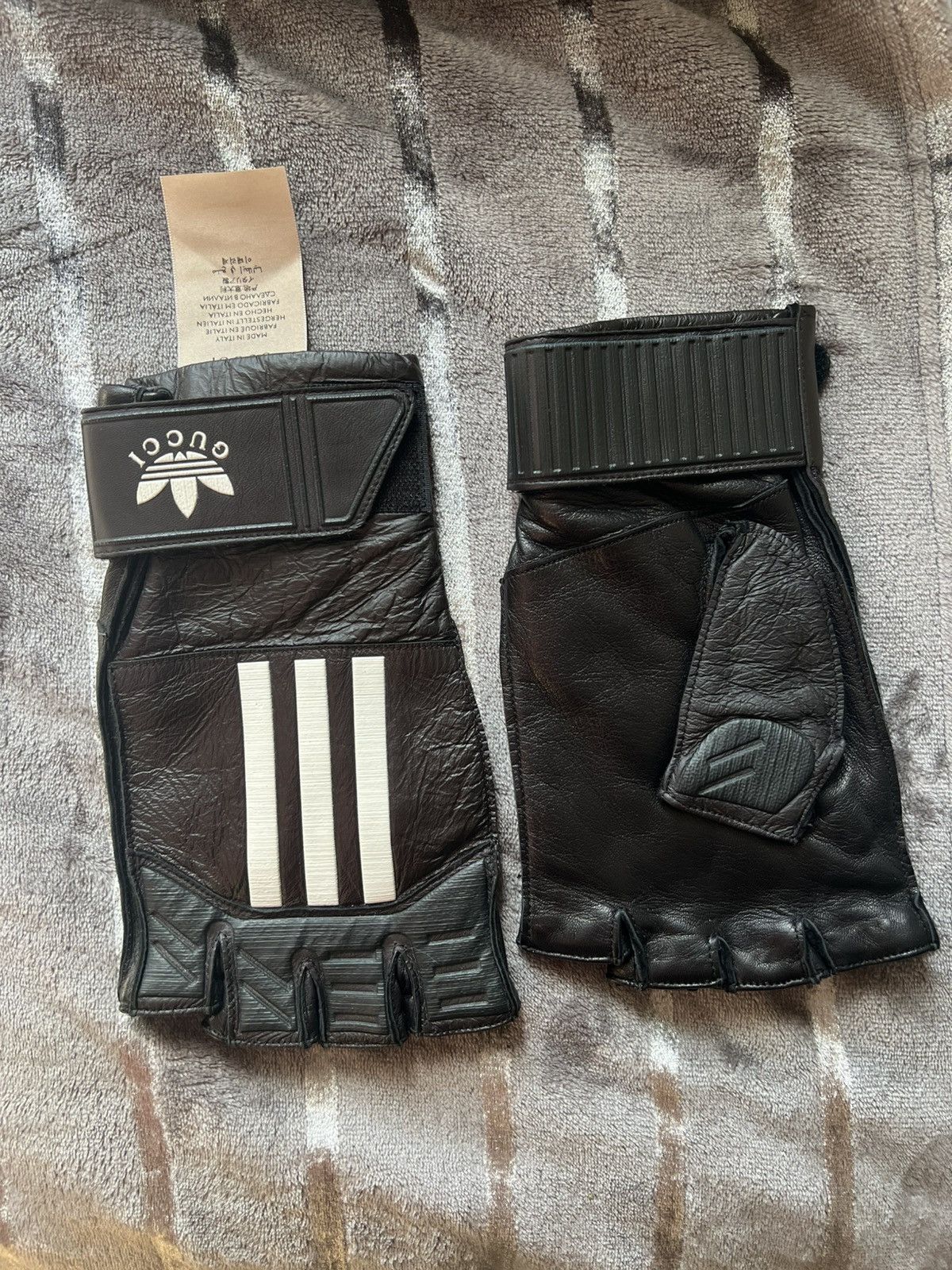 Adidas × Gucci Gucci x Adidas Black Leather Gloves Size ONE SIZE - 3 Thumbnail