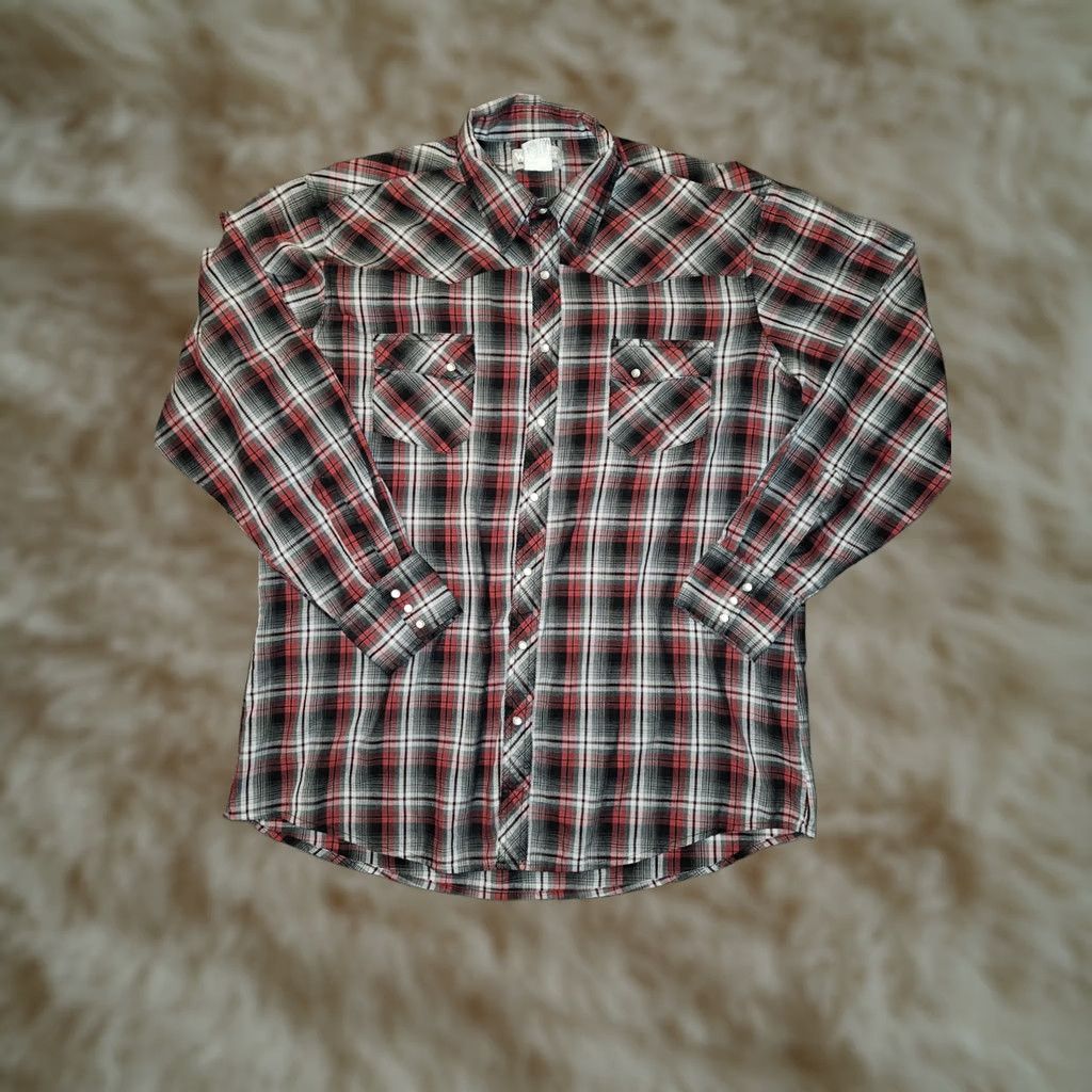 Wrangler Wrangler Shirt Mens 2XL Red Wrancher Pearl Snap Men Plaid Long Sleeve Western Size US XXL / EU 58 / 5 - 1 Thumbnail