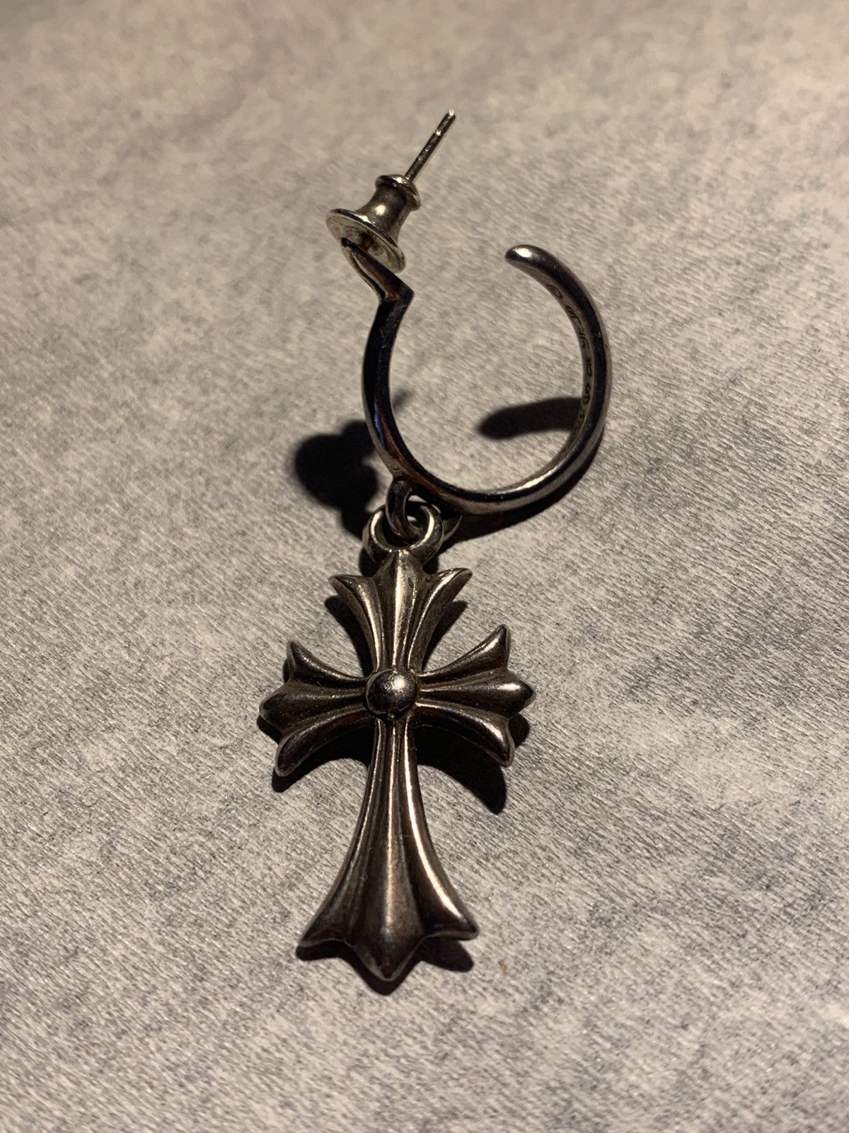 Chrome Hearts Chrome hearts cross hoop earring | Grailed