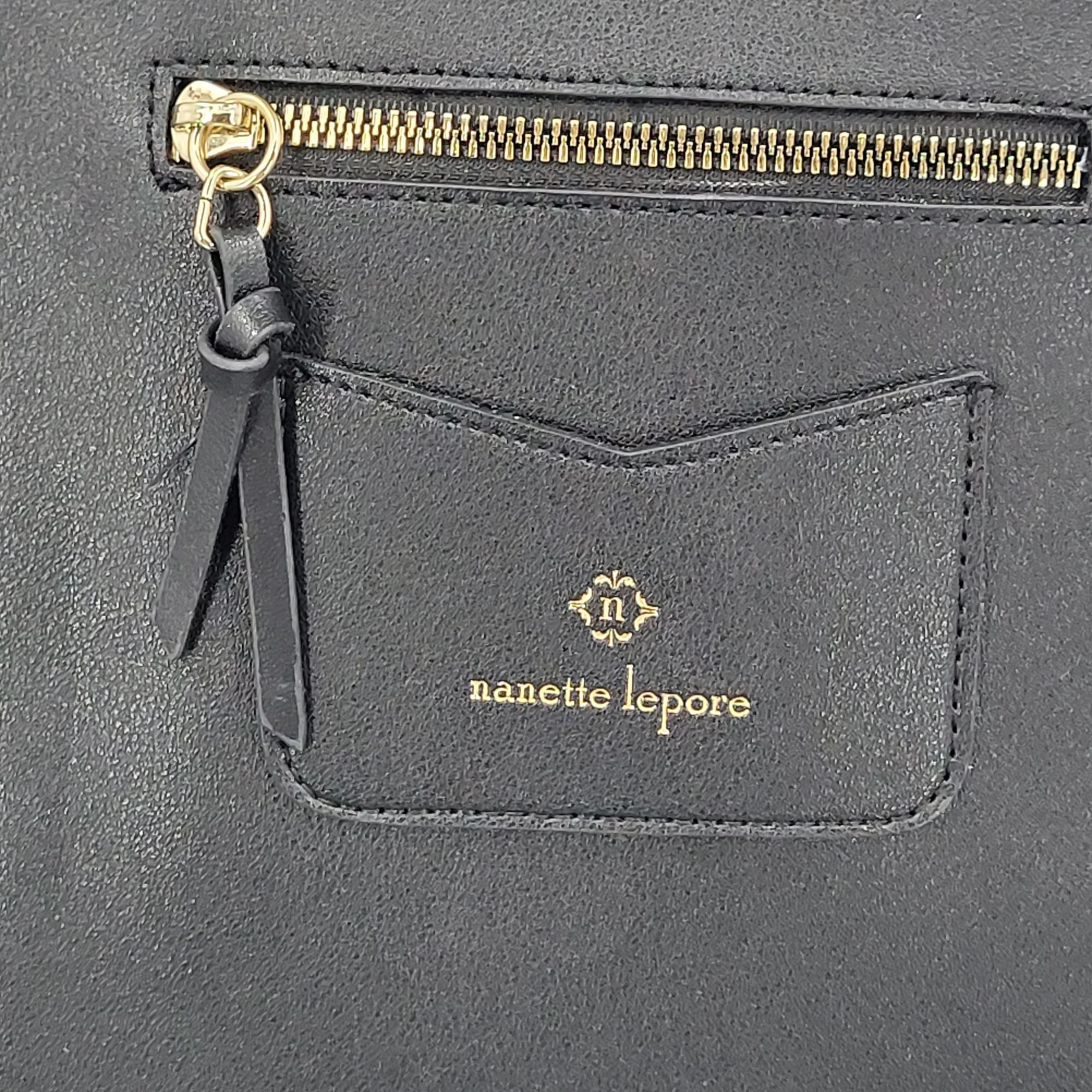 Nanette Lepore Nanette Lepore Black Vegan Faux Leather Tote Bag Multiple Po Size ONE SIZE - 3 Thumbnail
