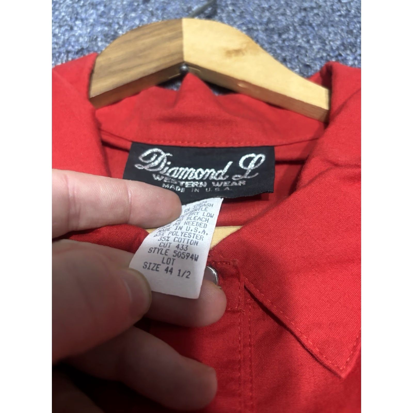 Vintage VINTAGE Ely Diamond Western Cowboy Shirt Button Red Pearl Snap XXL O6 Solid Embroidered Fold Collar Long Sleeve Men's Size US XXL / EU 58 / 5 - 3 Thumbnail