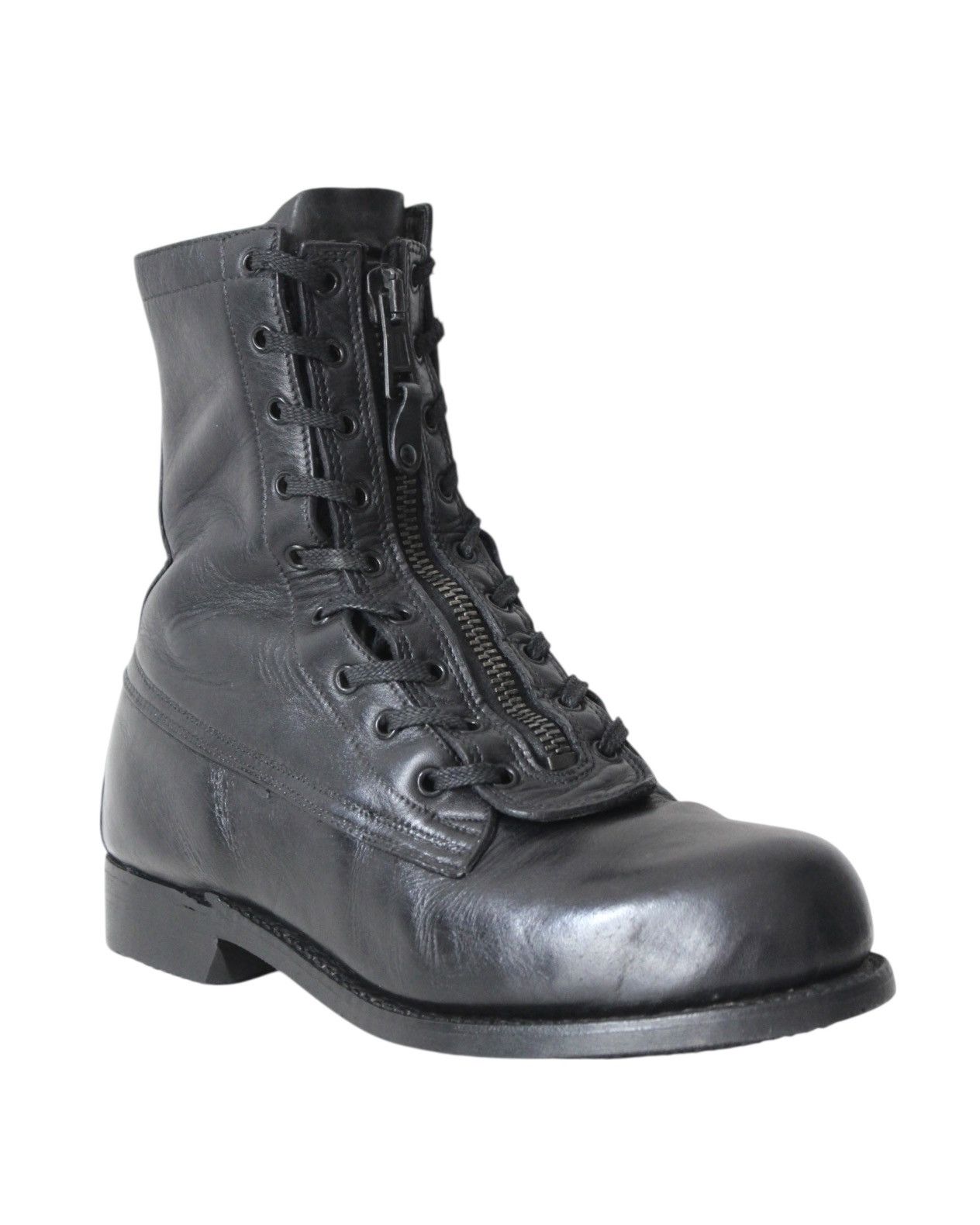 If Six Was Nine 1989 US ARMY BLACK LEATHER FRONT-ZIP COMBAT BOOTS Size US 9 / EU 42 - 7 Thumbnail