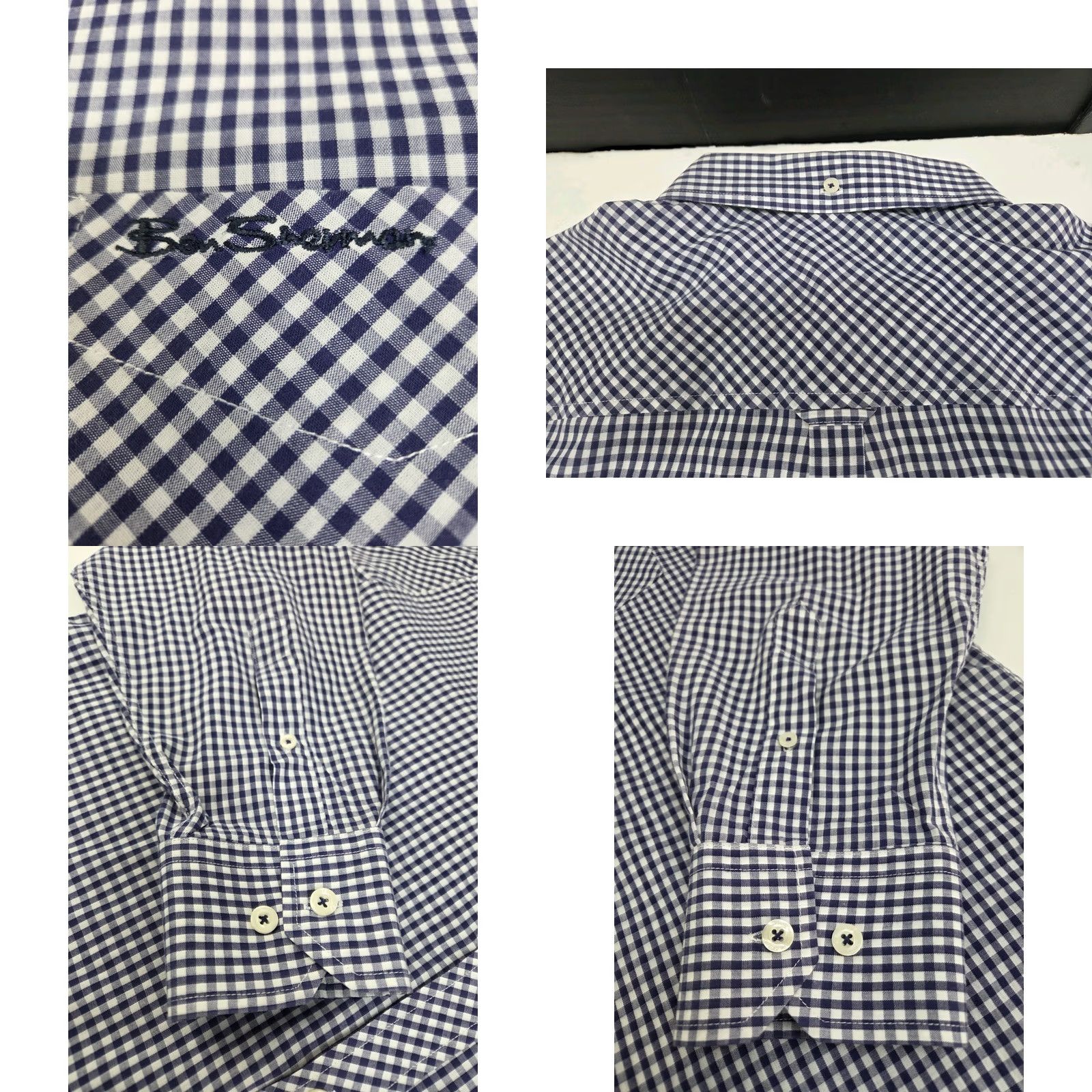 Ben Sherman Ben Sherman Mens Heritage Long Sleeve Button-Up Shirt Blue/White Check XL Size US XL / EU 56 / 4 - 8 Thumbnail
