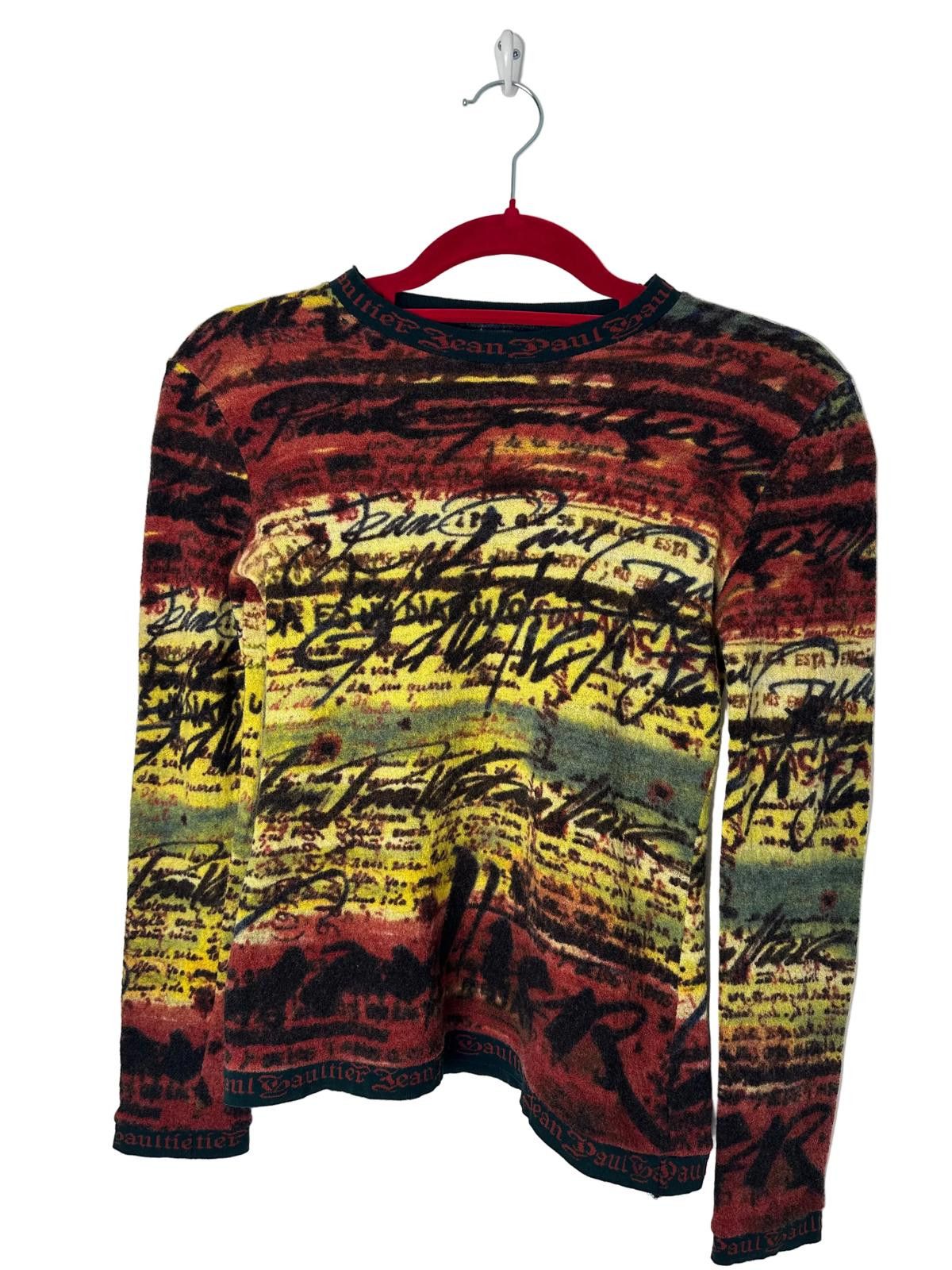 Jean Paul Gaultier Jean Paul Gaultier Script Knit Top Size S / US 4 / IT 40 - 3 Thumbnail