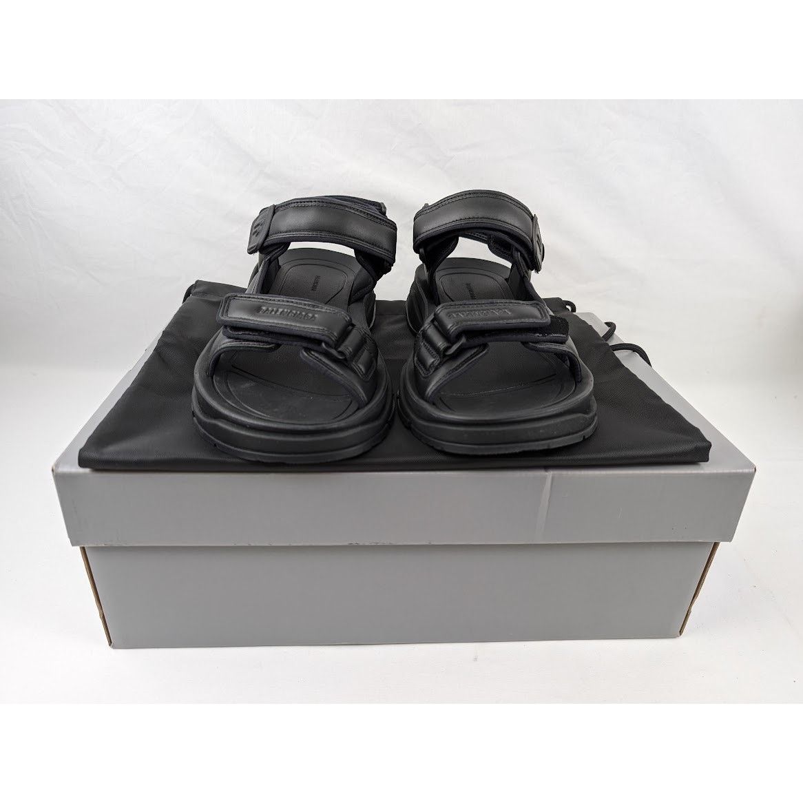 Balenciaga o1rshd1 Tourist Fake Leather Sandal in Black Size US 12 / EU 45 - 17 Thumbnail
