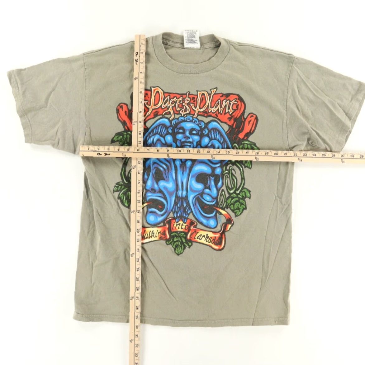 Tultex VINTAGE Tultex Page & Plant Walking into Clarksdale Olive T-Shirt Men XL Shirt Size US XL / EU 56 / 4 - 3 Thumbnail