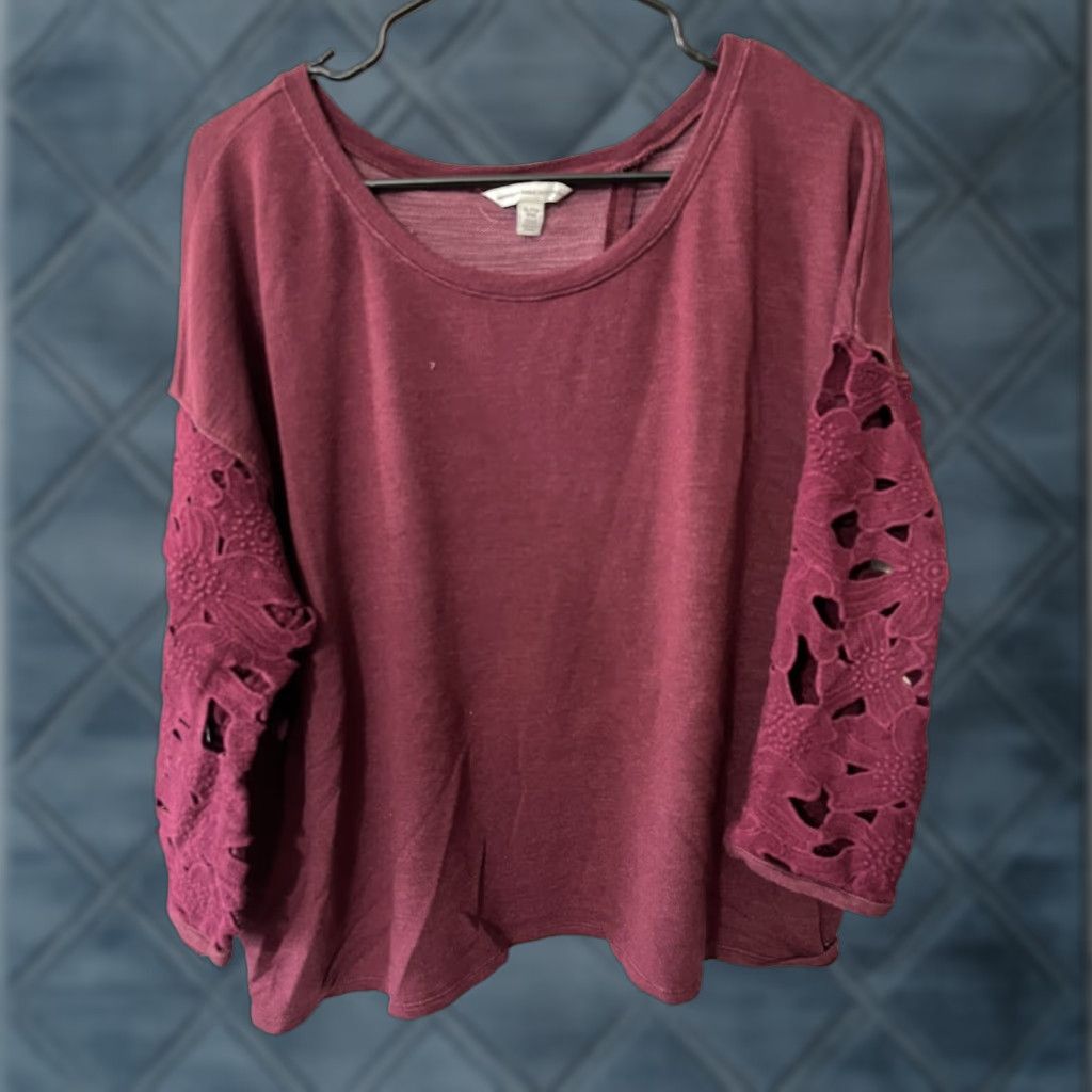 American Eagle Outfitters VINTAGE American Eagle Women's Blouse XL Long Sleeve Top Pullover Casual Classic Solid Maroon Red Size XL / US 12-14 / IT 48-50 - 1 Thumbnail
