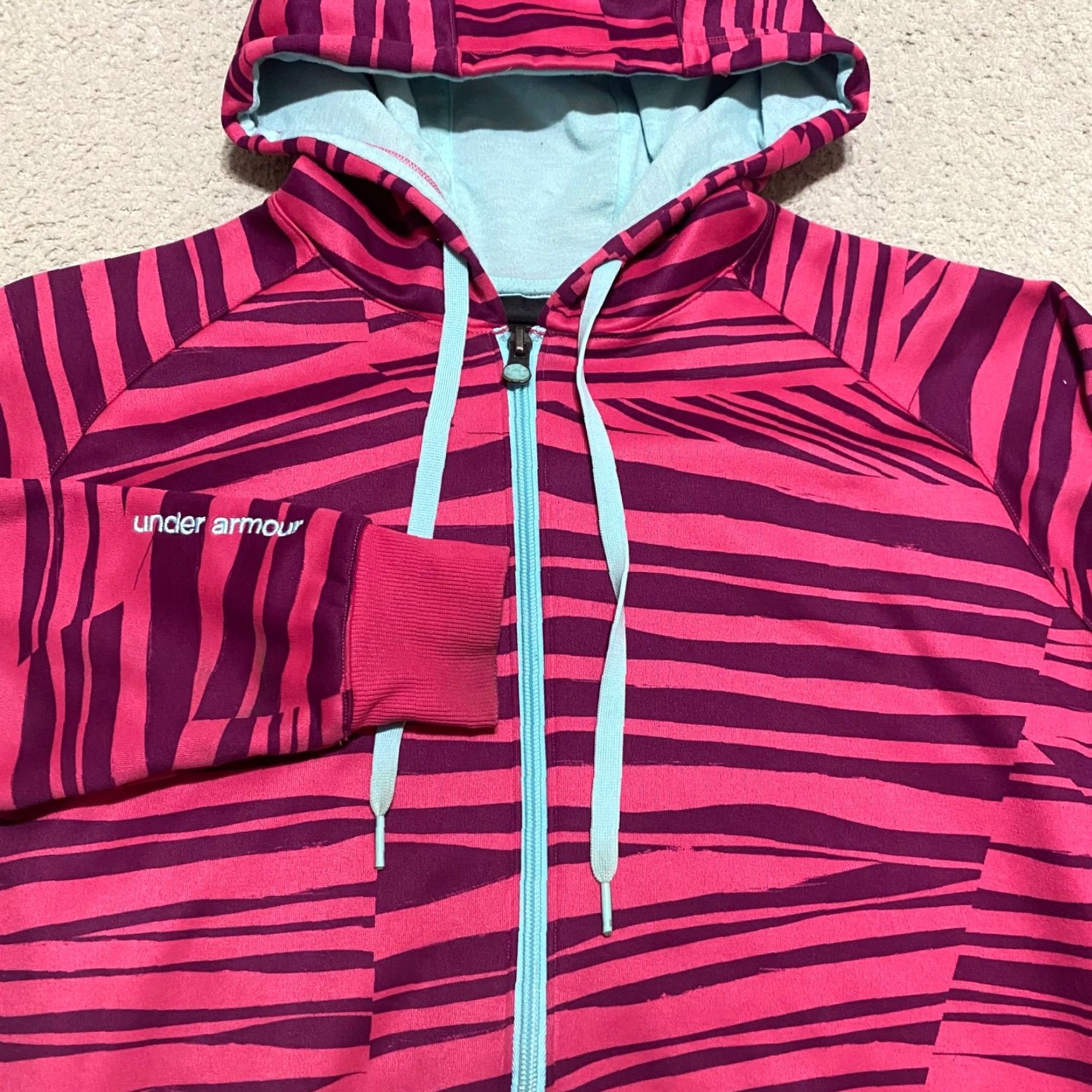 Under Armour Under Armour Hoodie Womens Small Multicolor Striped Full Zip Hooded Semi Fitted Size S / US 4 / IT 40 - 5 Thumbnail