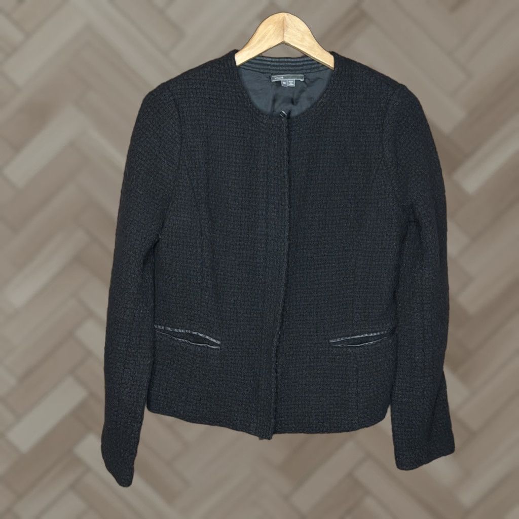 Vince Vince Wool Blend Jacket Zip Casual Women S, Bomber, Plaid, Black, Full Zip, Pockets, Size 14 Size XL / US 12-14 / IT 48-50 - 1 Thumbnail