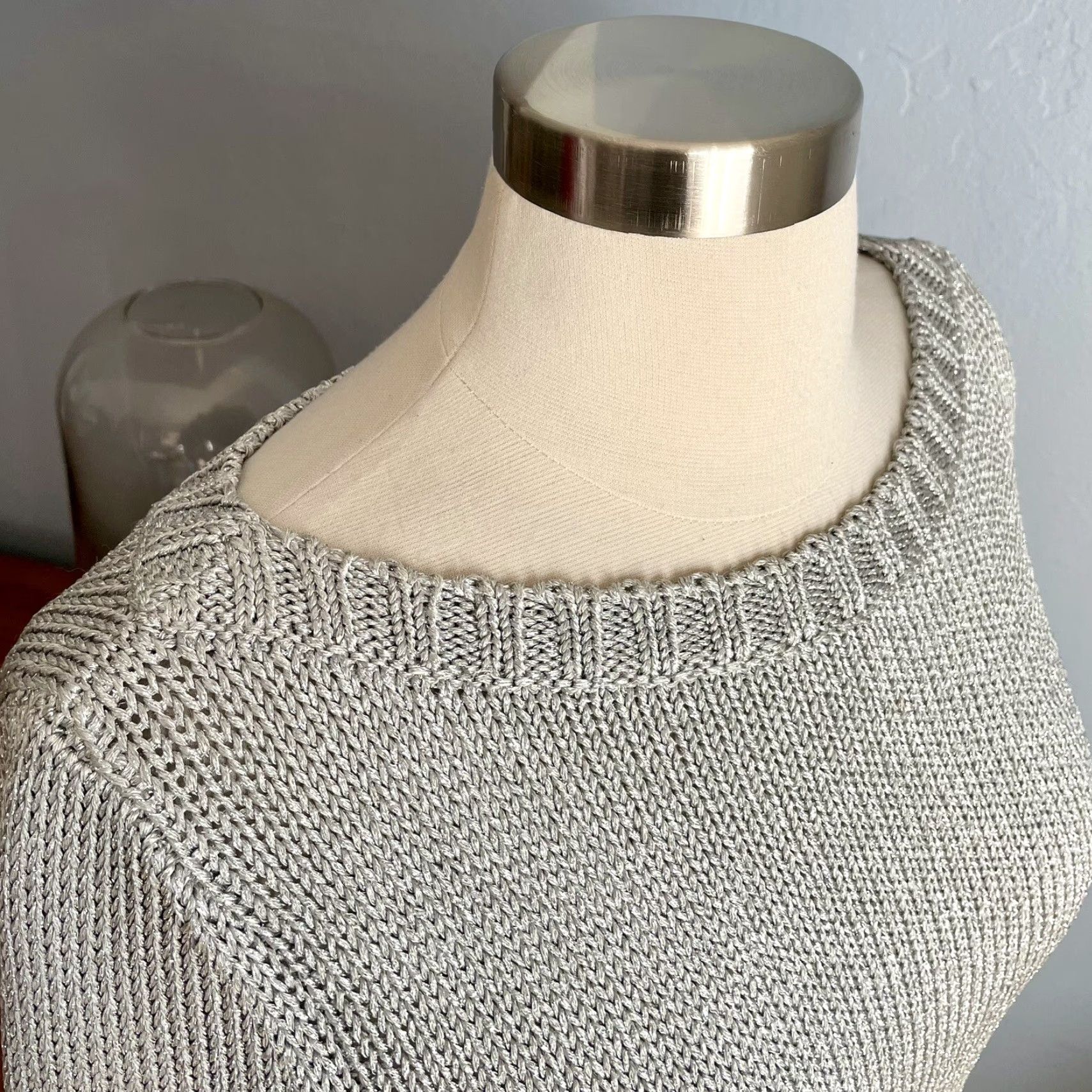 Ralph Lauren VINTAGE Ralph Lauren Black Label Silver Metallic Knit Boatneck Sweater Size S Women's Pullover Knit Silver Boat Neck 3/4 Sleeve Classic Designer Size S / US 4 / IT 40 - 6 Thumbnail