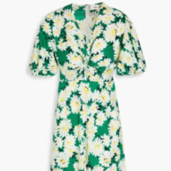 Diane von Furstenberg Majorie twisted floral print cotton poplin midi dress Size L / US 10 / IT 46 - 1 Thumbnail