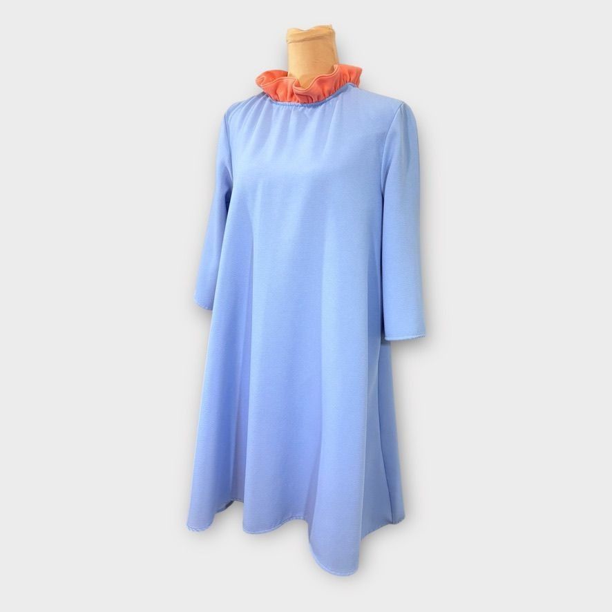 Other Tuckernuck Dress M Blue Pink Ruffle Collar Swing Bow Size M / US 6-8 / IT 42-44 - 3 Thumbnail