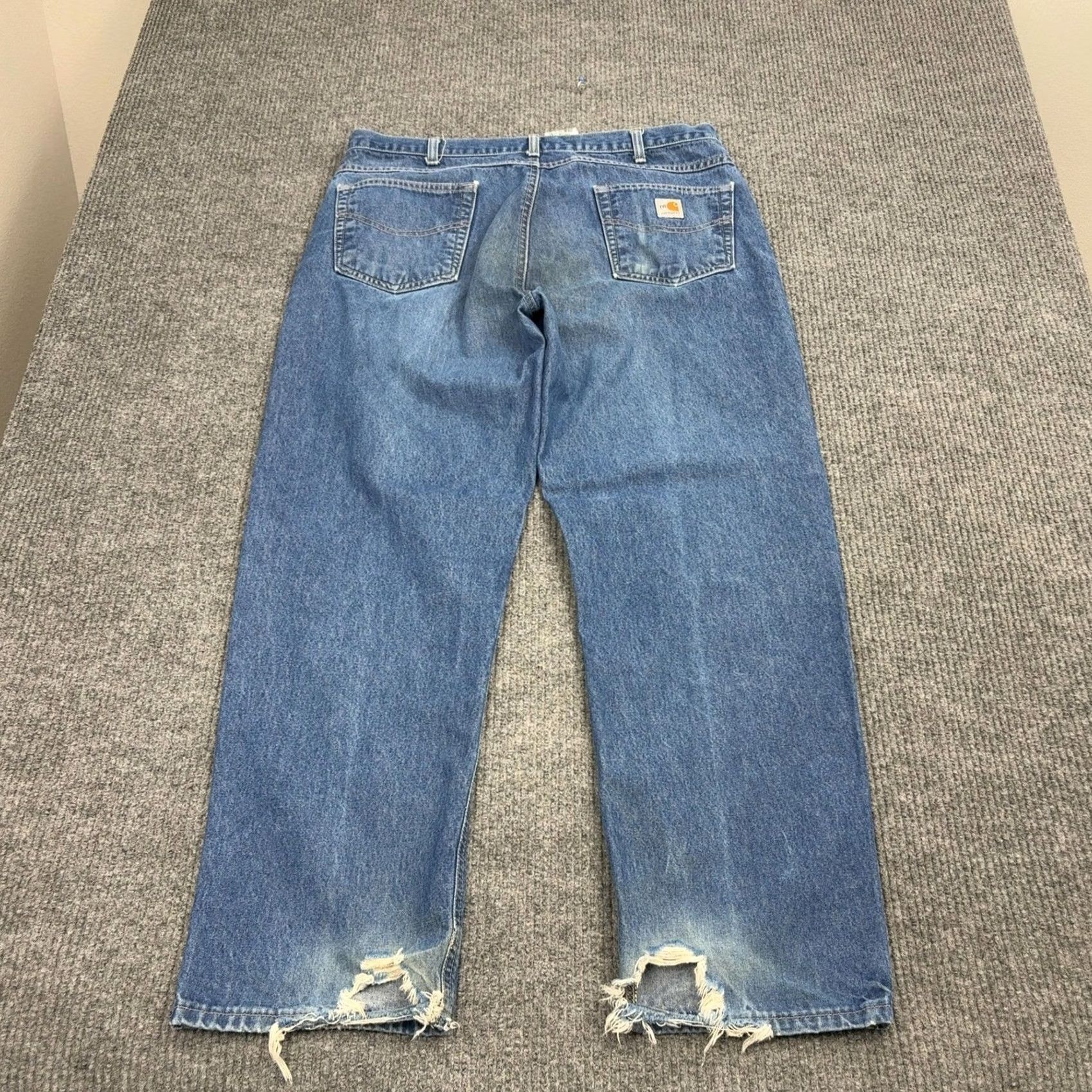 Carhartt VINTAGE Carhartt Jeans Mens 38x30 Blue Flame-Resistant Distressed Relaxed Fit Denim Workwear FR Logo 5-Pocket Mens Jeans Size US 38 / EU 54 - 5 Thumbnail