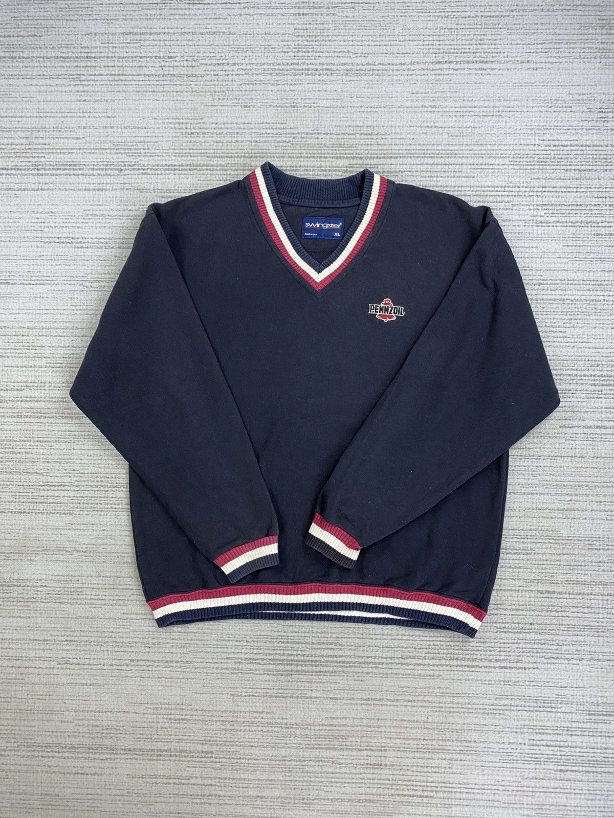 Japanese Brand × Swingster × Vintage Vtg 80s Swingster Pennzoil Made In Usa V Neck Sweatshirt Size US L / EU 52-54 / 3 - 6 Thumbnail