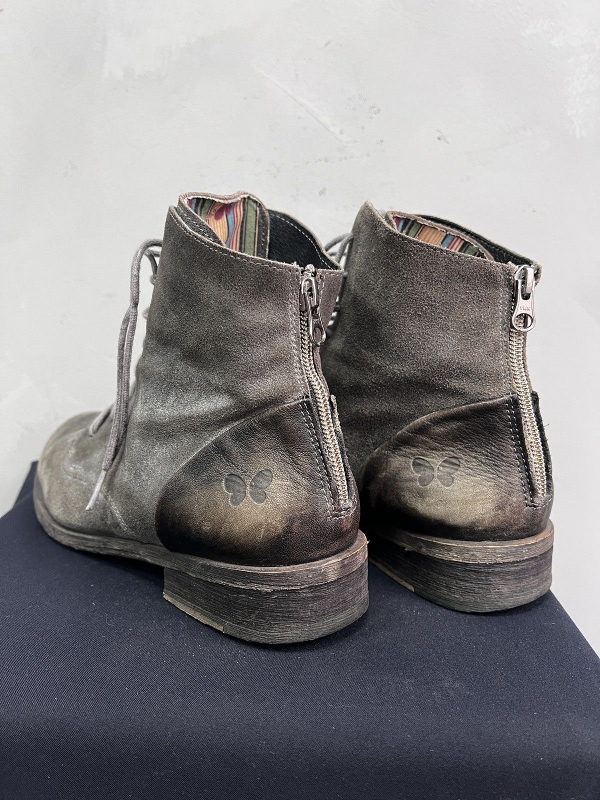 Guidi Hedi slimane Suede Gray Boots Lace up Faded Vintage style Size US 7.5 / EU 40-41 - 9 Thumbnail