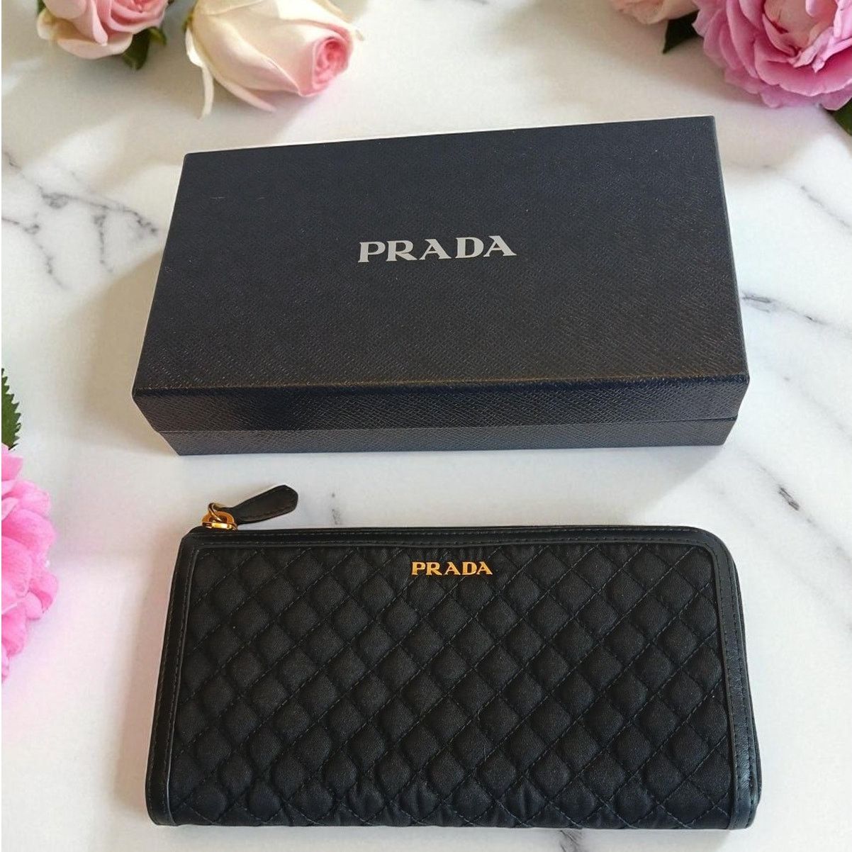 Prada Prada Tessuto Nylon Quilted Zip Around Wallet in Black Size ONE SIZE - 2 Thumbnail