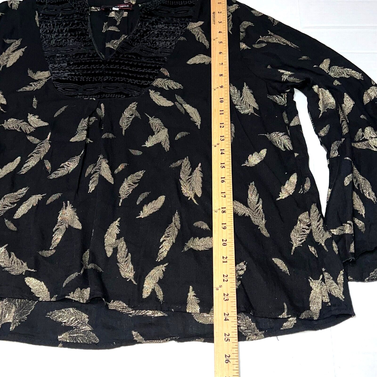 Johnny Was JOHNNY WAS WORKSHOP SZ XL BLACK GOLD FEATHER BELL SLEEVE Size XL / US 12-14 / IT 48-50 - 11 Thumbnail
