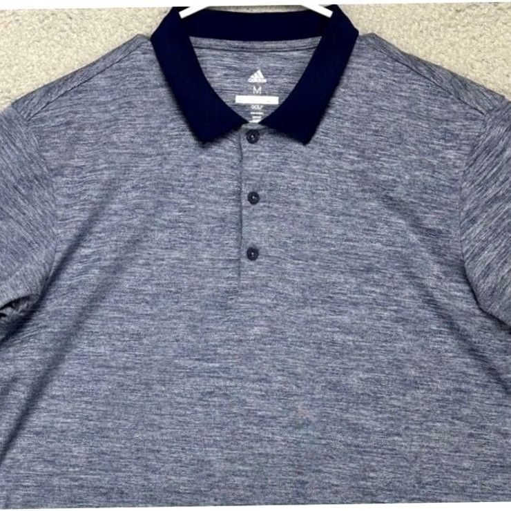 Adidas Adidas Polo Shirt Mens Medium Heather Blue Polo Short Sleeve Golf Performance Moisture Wicking Athletic Casual Shirt Mens Size US M / EU 48-50 / 2 - 2 Thumbnail