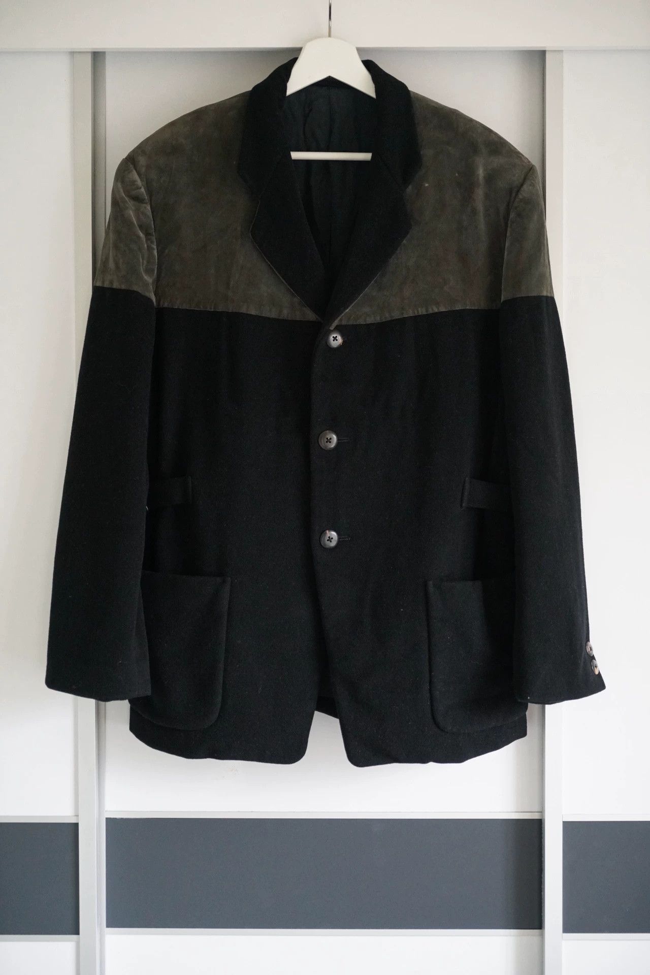 Yohji Yamamoto Yohji Yamamoto 88AW Moss Green Velvet Wool Blazer Size US M / EU 48-50 / 2 - 1 Thumbnail