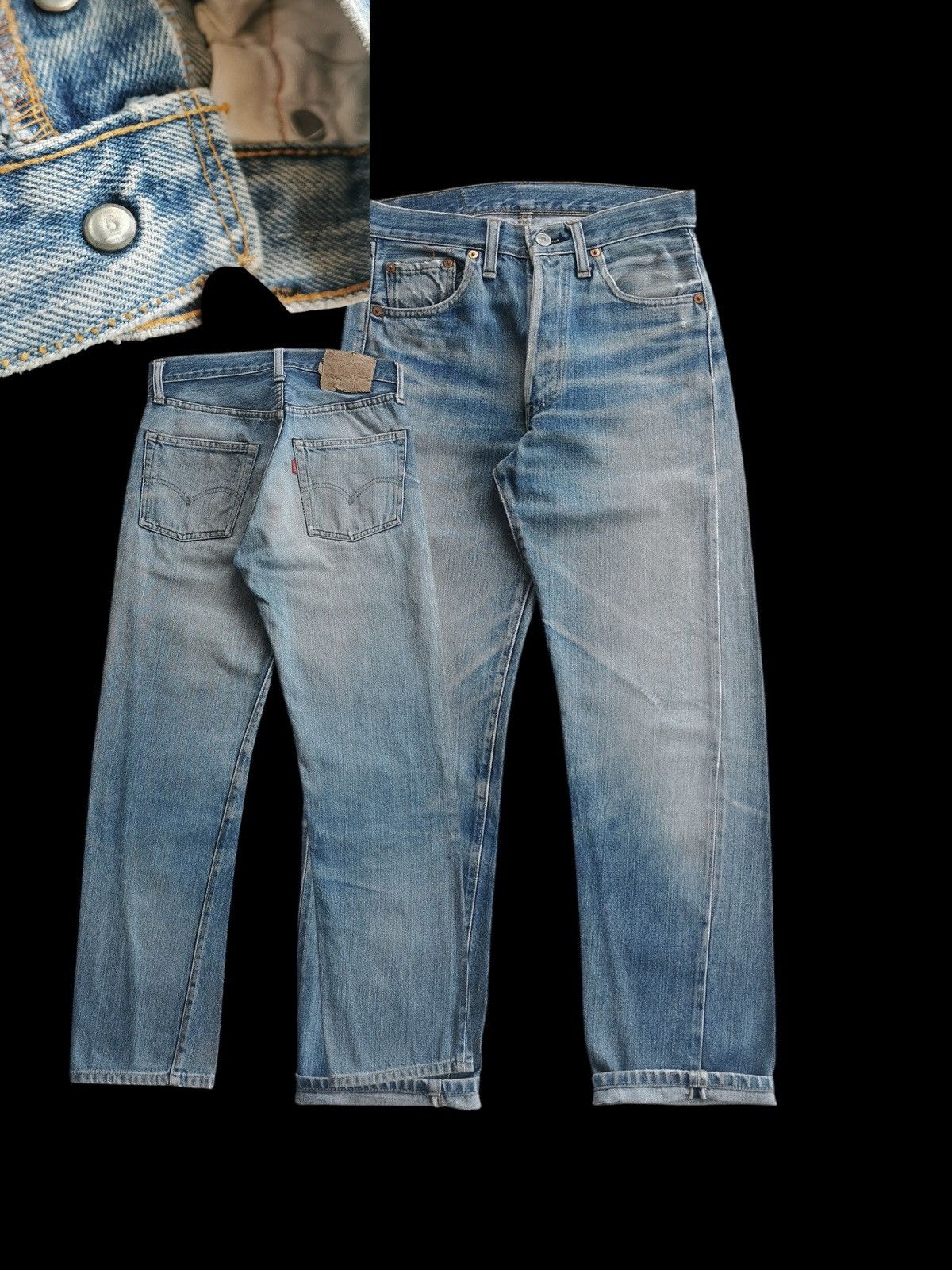 Levi's 70s - 80s Vintage Levis Button Stamp 6 Selvedge Denim Jeans Size US 27 - 1 Thumbnail