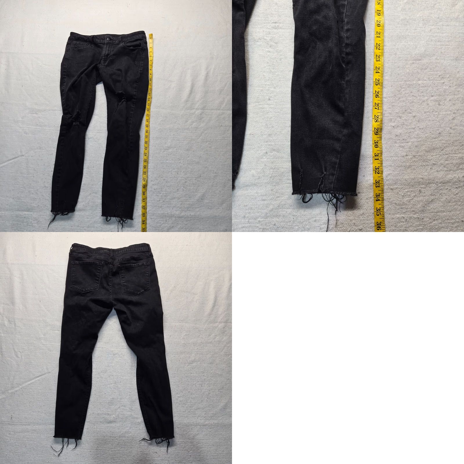 Old Navy Old Navy RockStar Super Skinny Ankle Womens Black Denim Jeans W/Raw Hems Size 12 Size 24" / US 00 / IT 34 - 8 Thumbnail