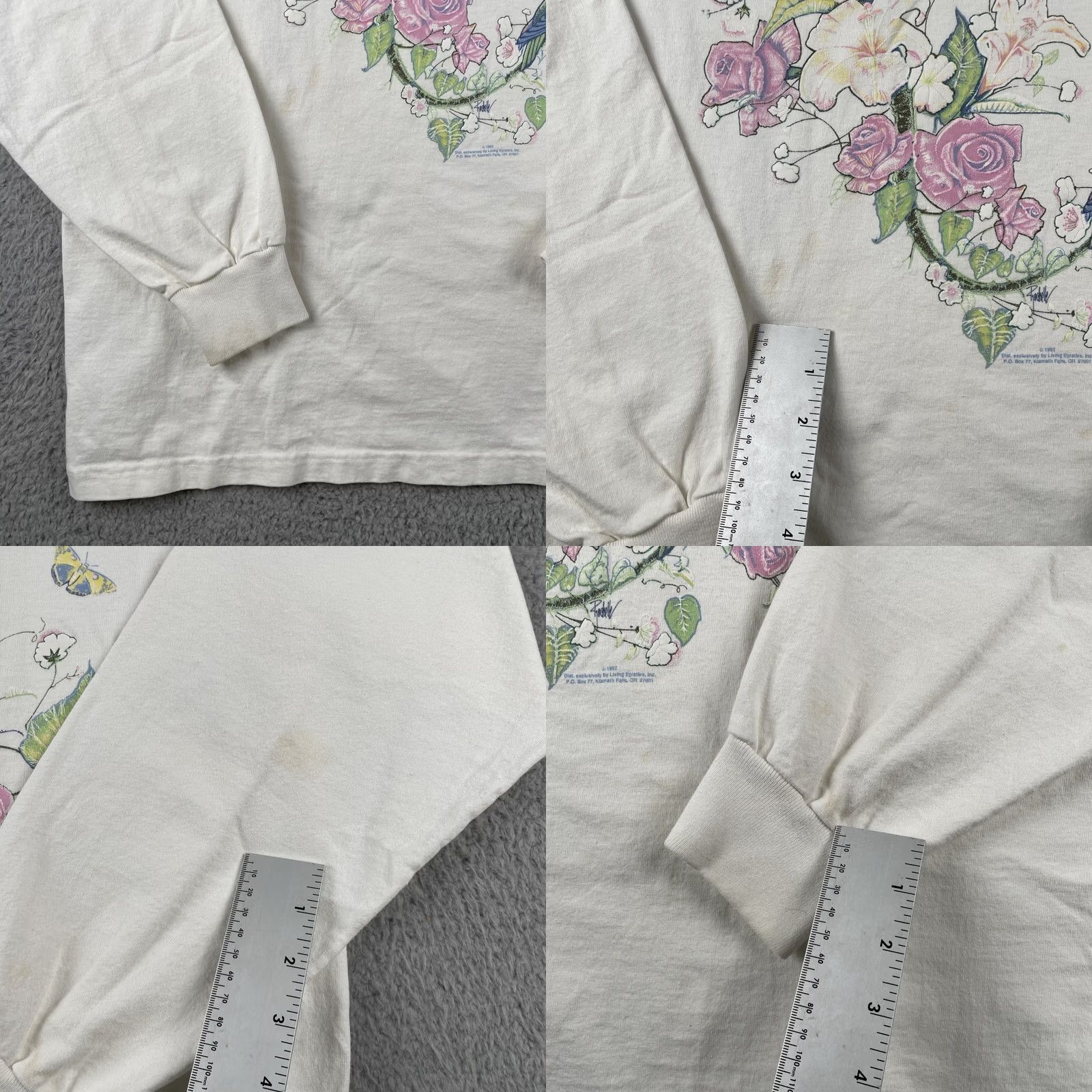 Anvil VINTAGE Anvil Shirt Long Sleeve XL White Floral Hummingbird 90s 80s Jesus Bible Isaiah 40:8 Mens Size US XL / EU 56 / 4 - 9 Thumbnail