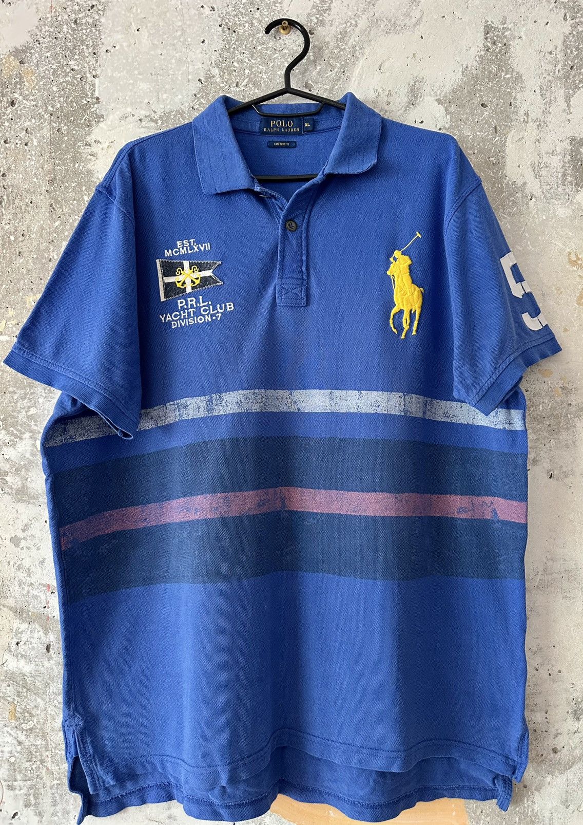 90S Vintage Polo Ralph Lauren Big Pony Collar Blue T -Shirt