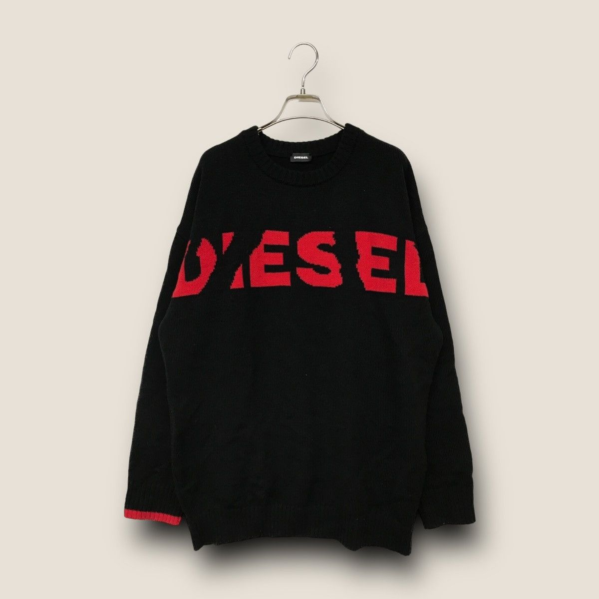 Diesel Diesel Wool Crewneck Black & Red Cut Up Logo Sweater Size US S / EU 44-46 / 1 - 8 Thumbnail