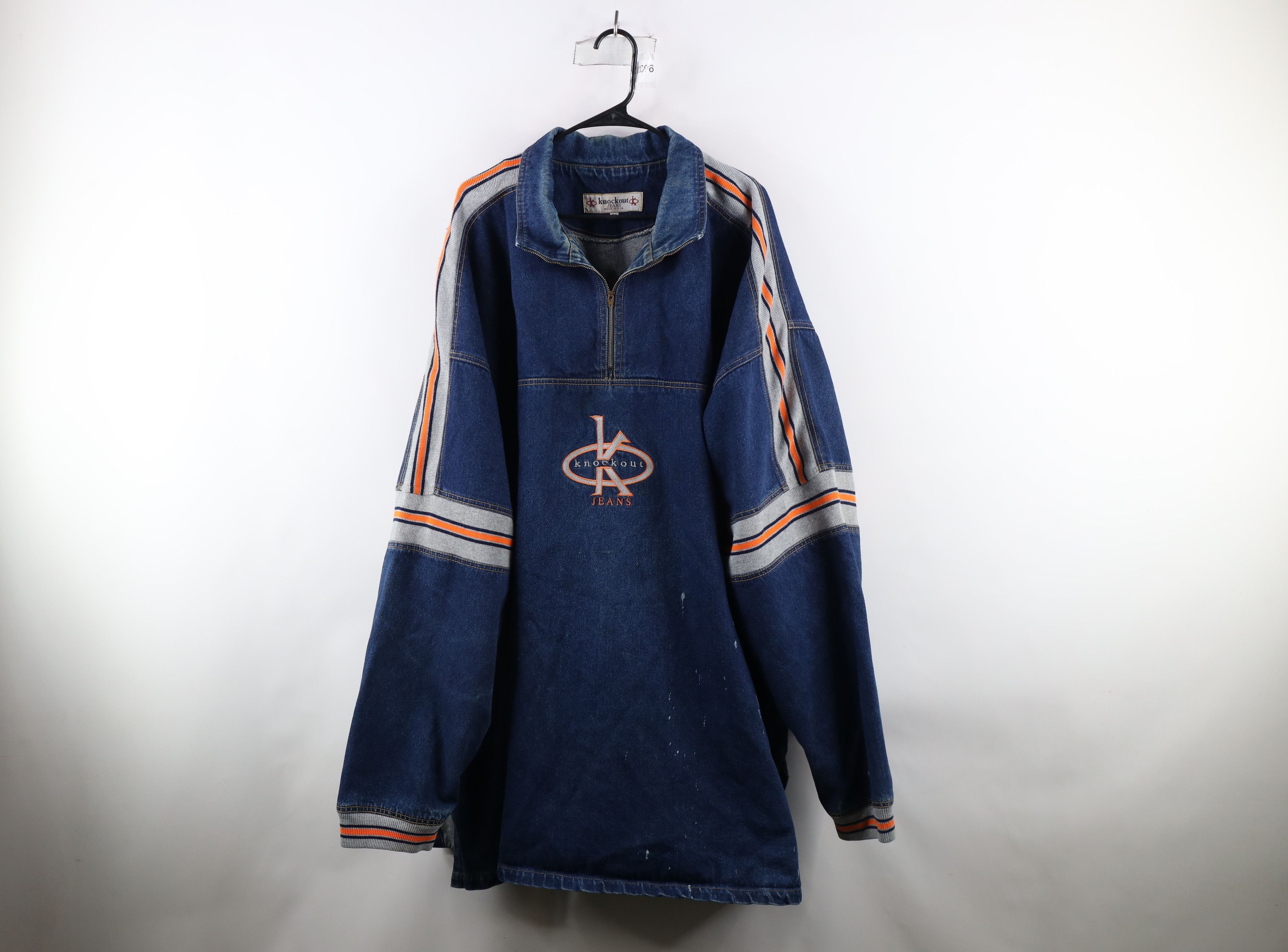 Vintage Vintage 90s Streetwear Half Zip Pullover Denim Jacket USA Size US XXL / EU 58 / 5 - 1 Thumbnail