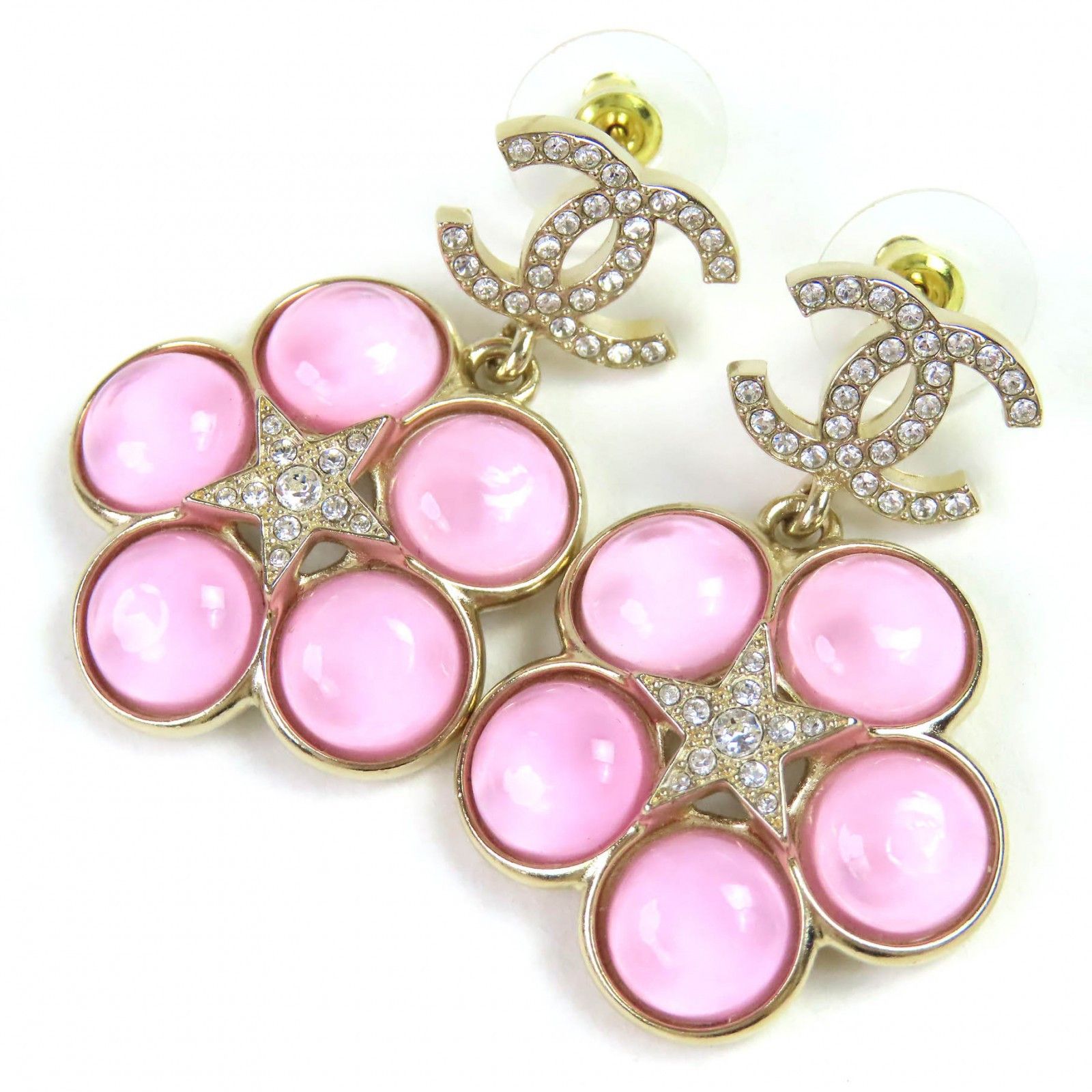 Chanel Chanel Chanel COCO Mark Rhinestone Flower Earrings Metal Earrings ABE285 DUTY FREE for USA Size ONE SIZE - 1 Thumbnail