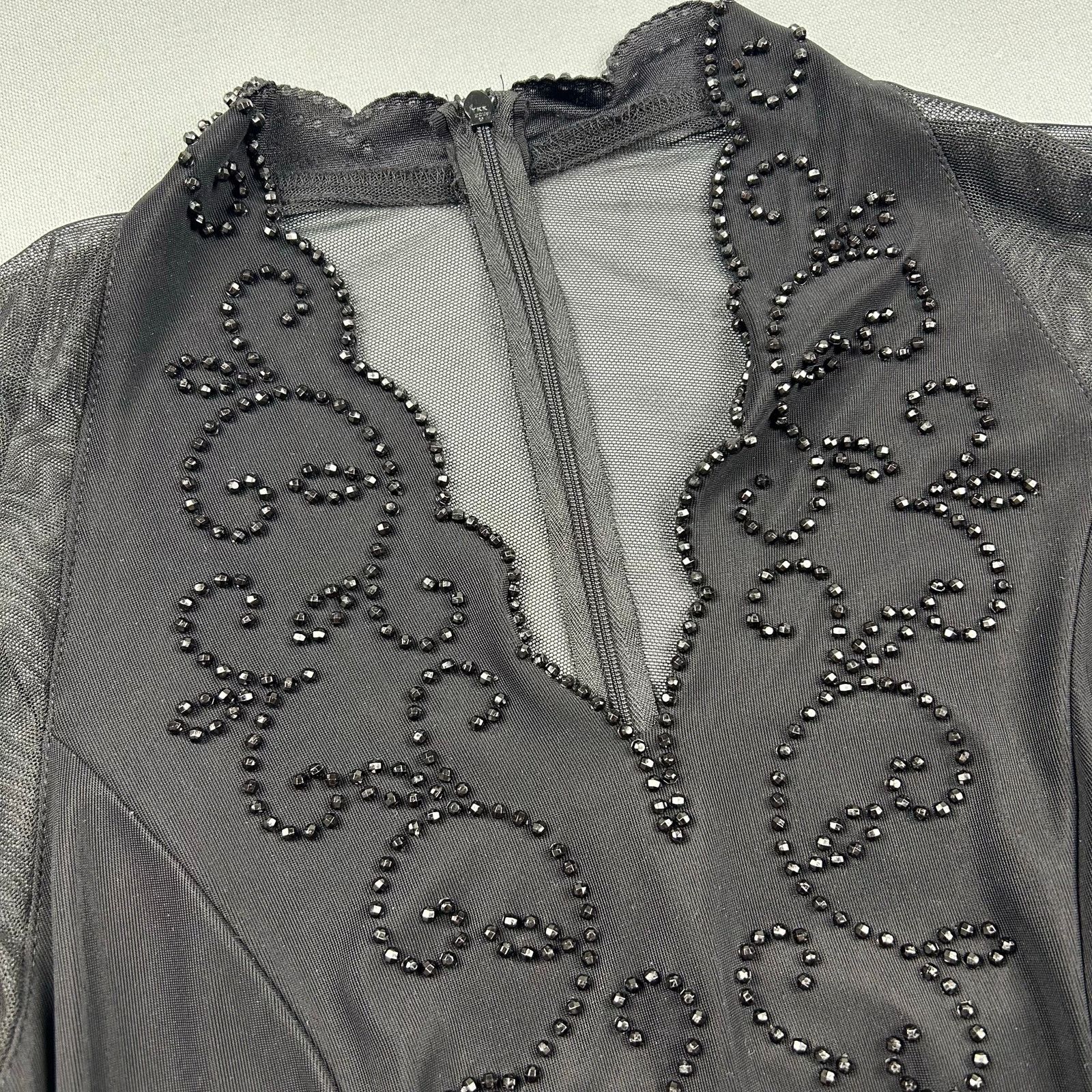 Vintage Vintage Beaded Blouse Black Sheer Long Sleeve V-Neck Size M / US 6-8 / IT 42-44 - 7 Thumbnail