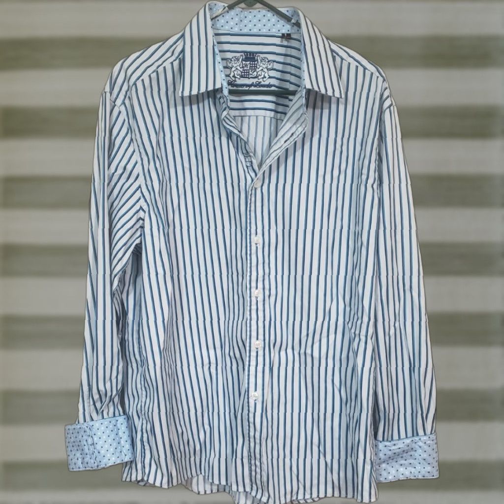 Vintage Mens House of Lords Striped Casual Shirt White Blue Premium Cotton XXL Button-Up Shirt Mens Size US XXL / EU 58 / 5 - 1 Thumbnail