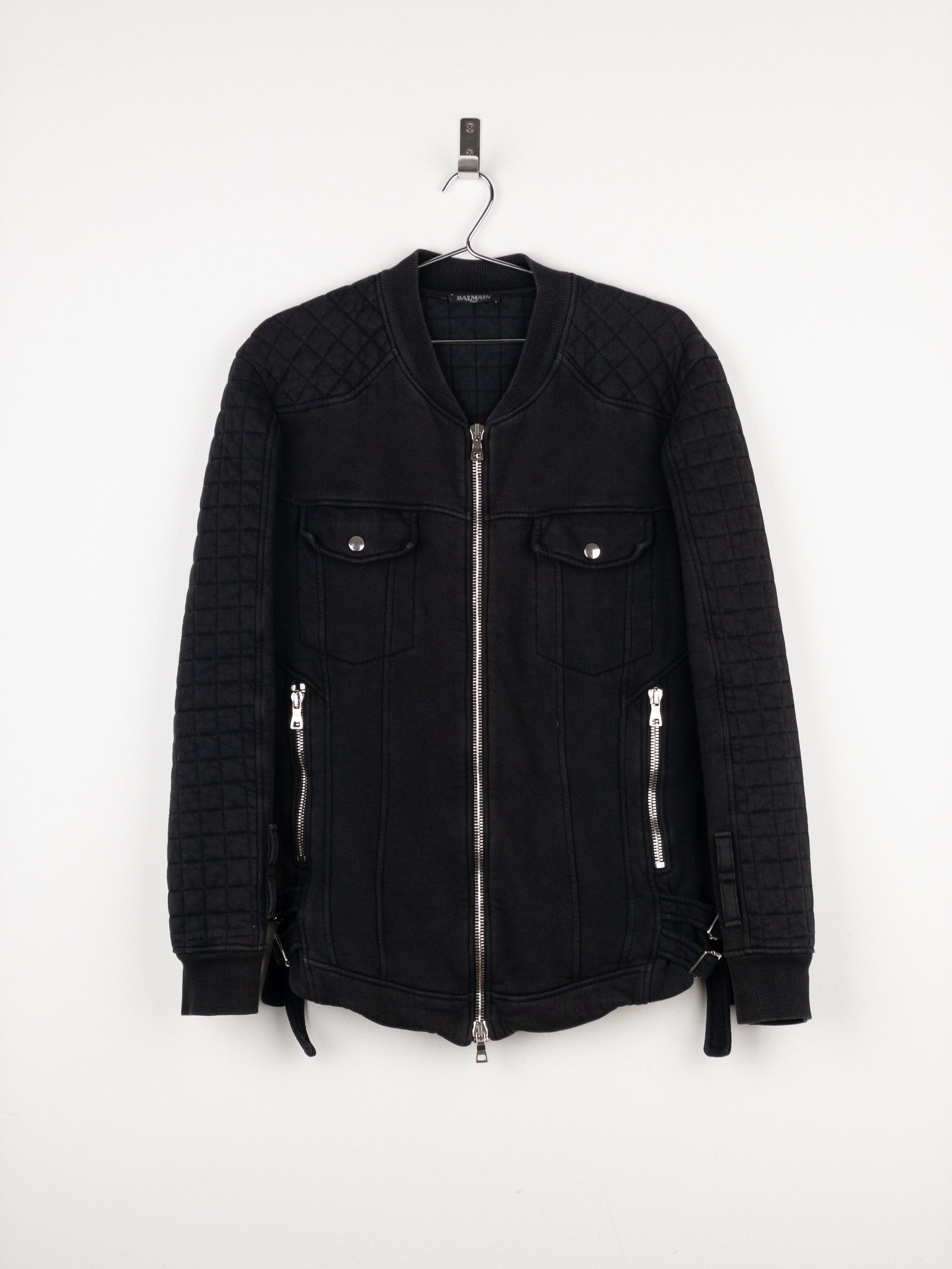 Balmain by Olivier Rousteing SS14 Belted Sweatshirt Biker Jacket Size US M / EU 48-50 / 2 - 1 Thumbnail