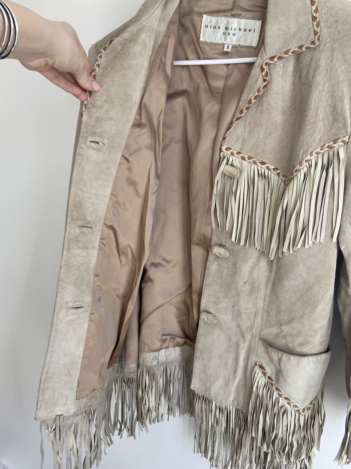 Other Alan Michael USA Vintage Suede Fringe Jacket Size S / US 4 / IT 40 - 15 Thumbnail