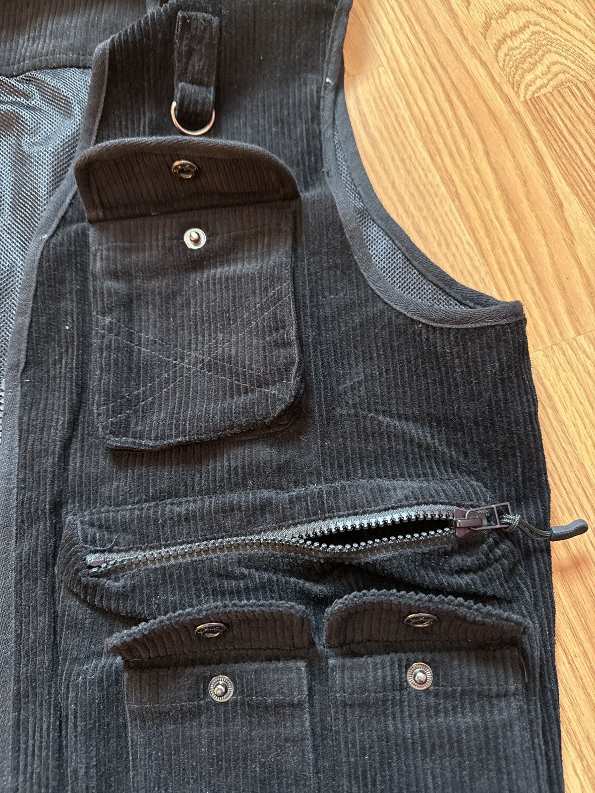 PHOTODOM Black Corduroy Zippered Utility Vest UNWORN