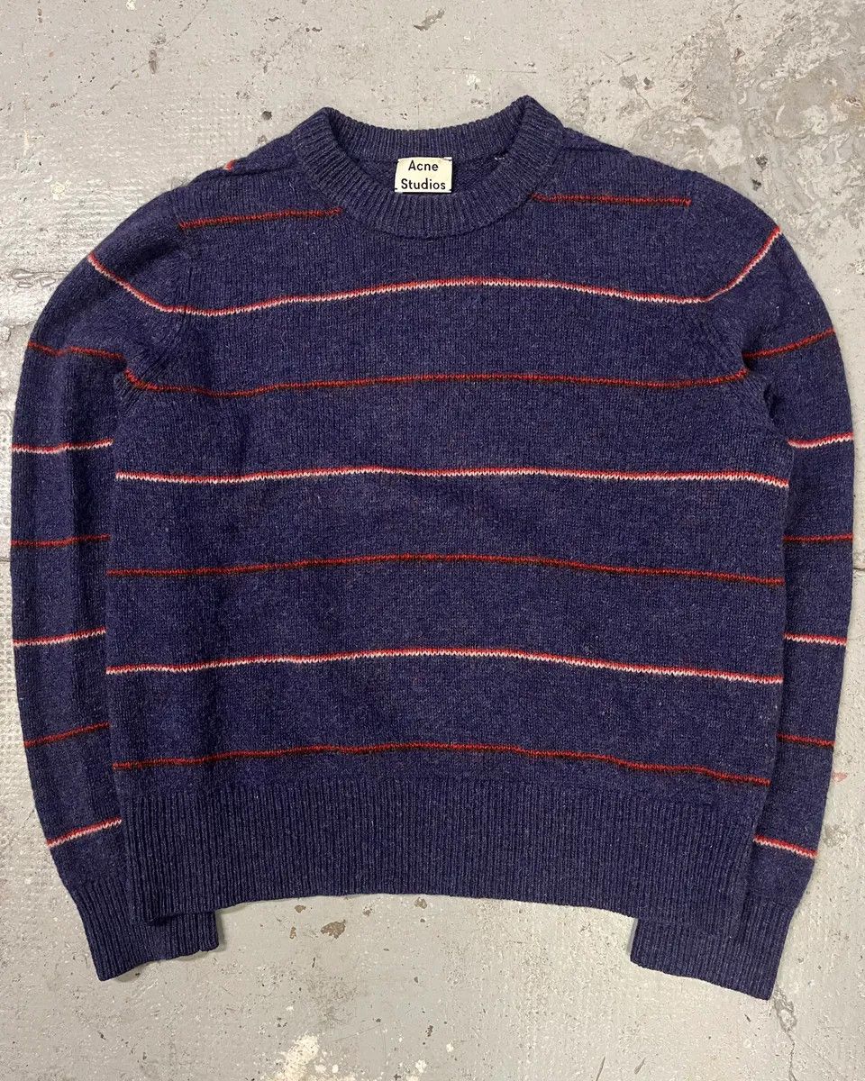 Acne Studios × Vintage AW2018 Acne Studios Blue Wool Striped Sweater Size US L / EU 52-54 / 3 - 1 Thumbnail