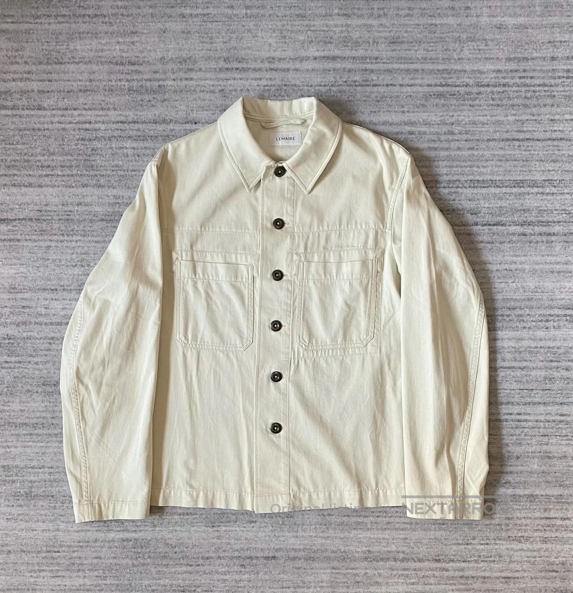 Lemaire multi-pocket boxy jacket shirt in cream. Size US L / EU 52-54 / 3 - 1 Thumbnail