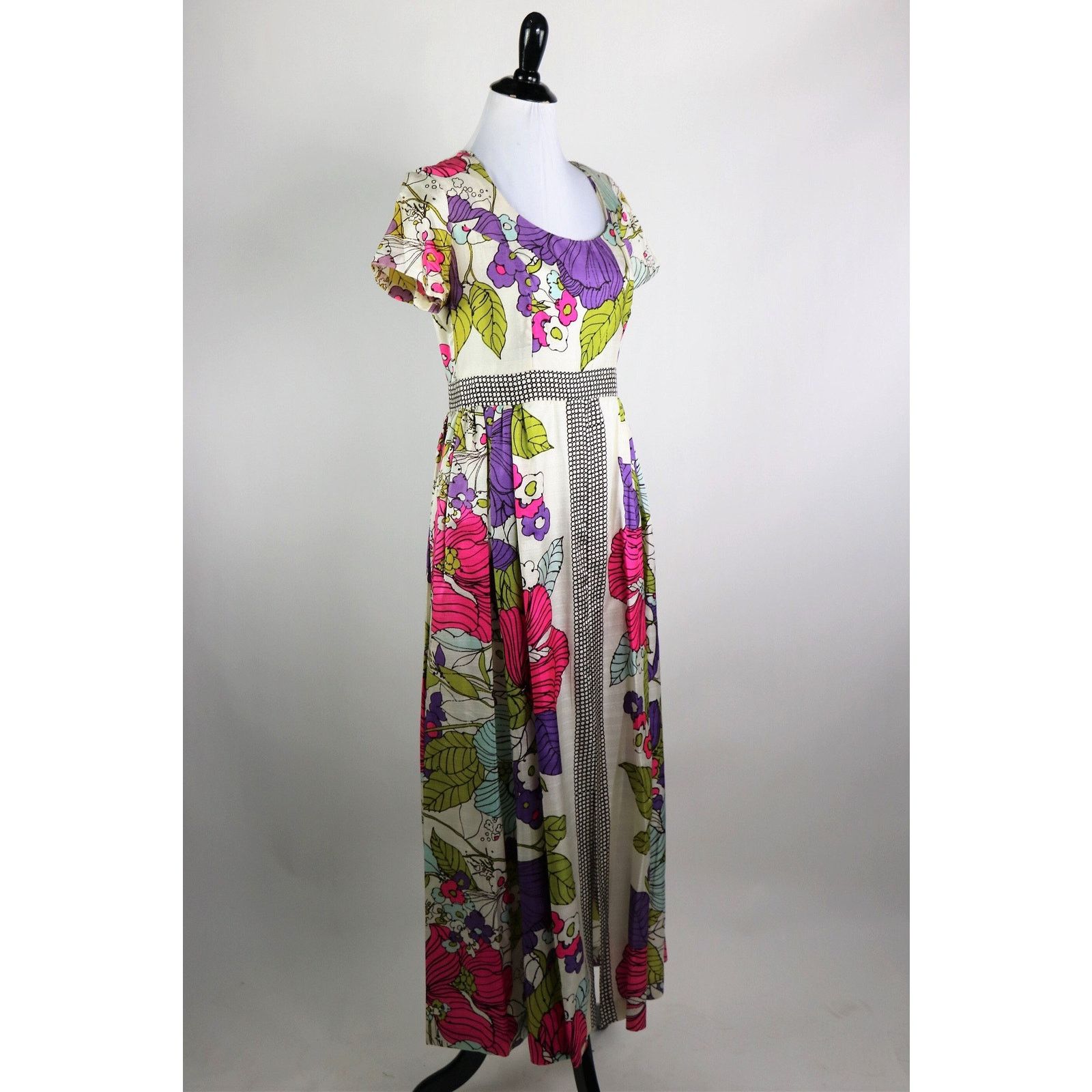 Vintage Vintage 1960s Keyloun Geometric Floral Print Maxi SM/Med Size S / US 4 / IT 40 - 7 Thumbnail
