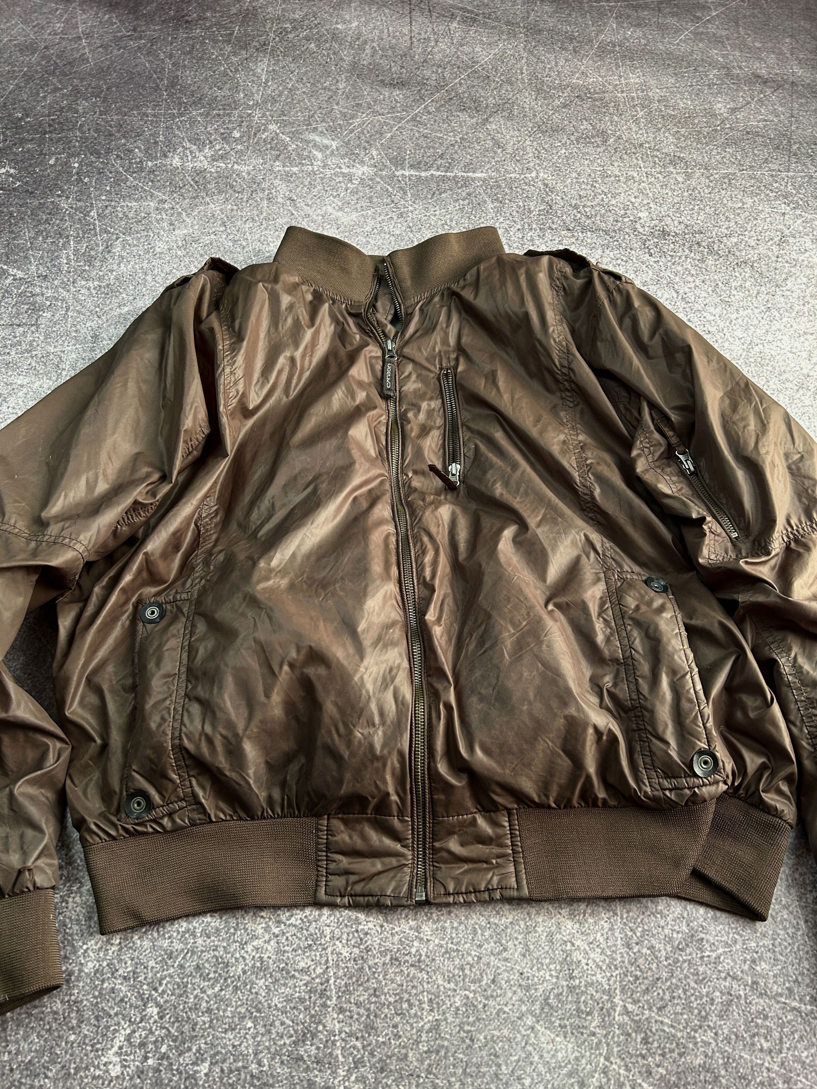 Vintage Cropped Nylon Bomber Jacket Minimalist Techwear Brown Size US XL / EU 56 / 4 - 4 Thumbnail