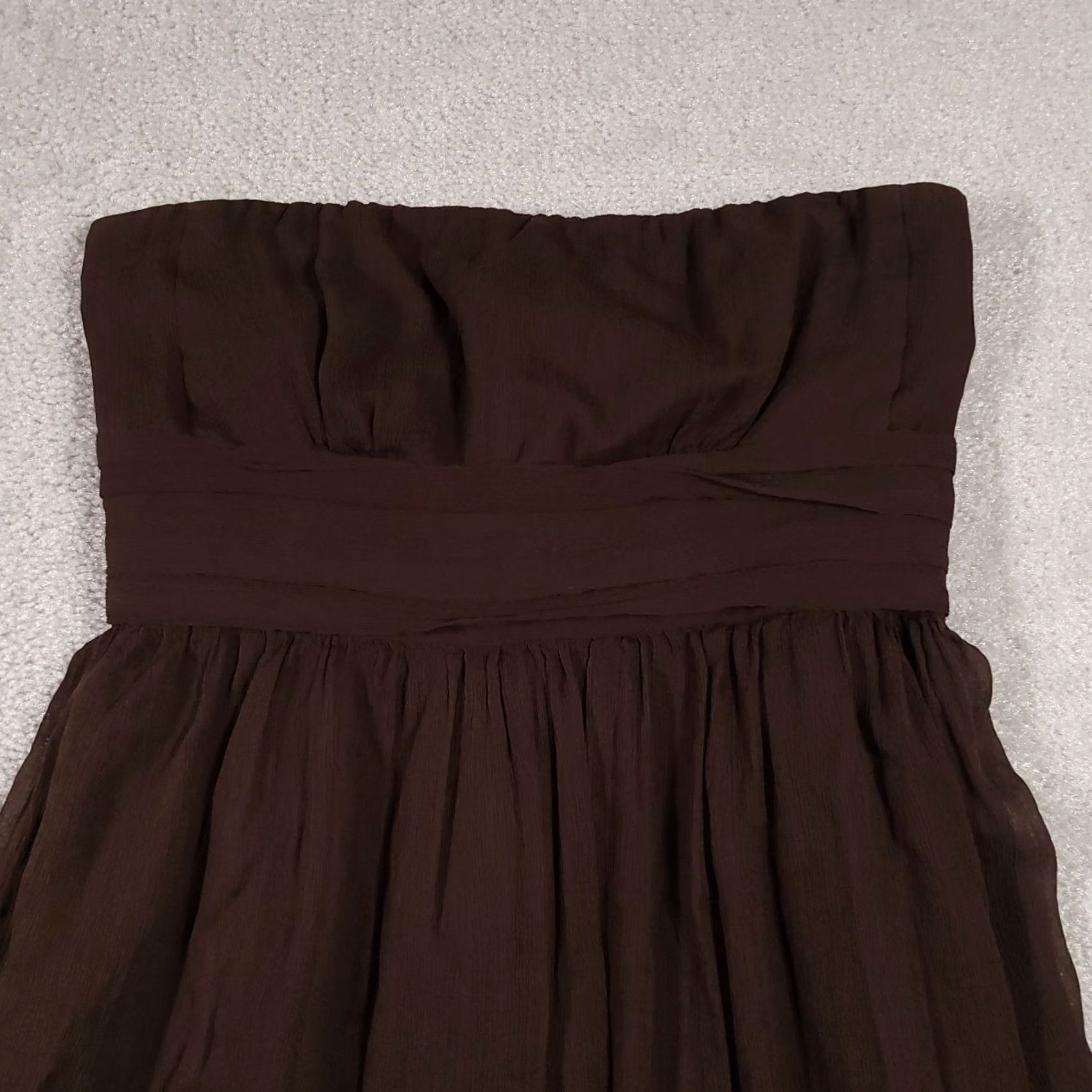 J.Crew J.CREW Silk Chiffon Dress Women's 6 Brown Zip Sleeveless Bridesmaid Cocktail Silk Chiffon Dress Knee Length Empire Waist Vintage: No Size M / US 6-8 / IT 42-44 - 3 Thumbnail