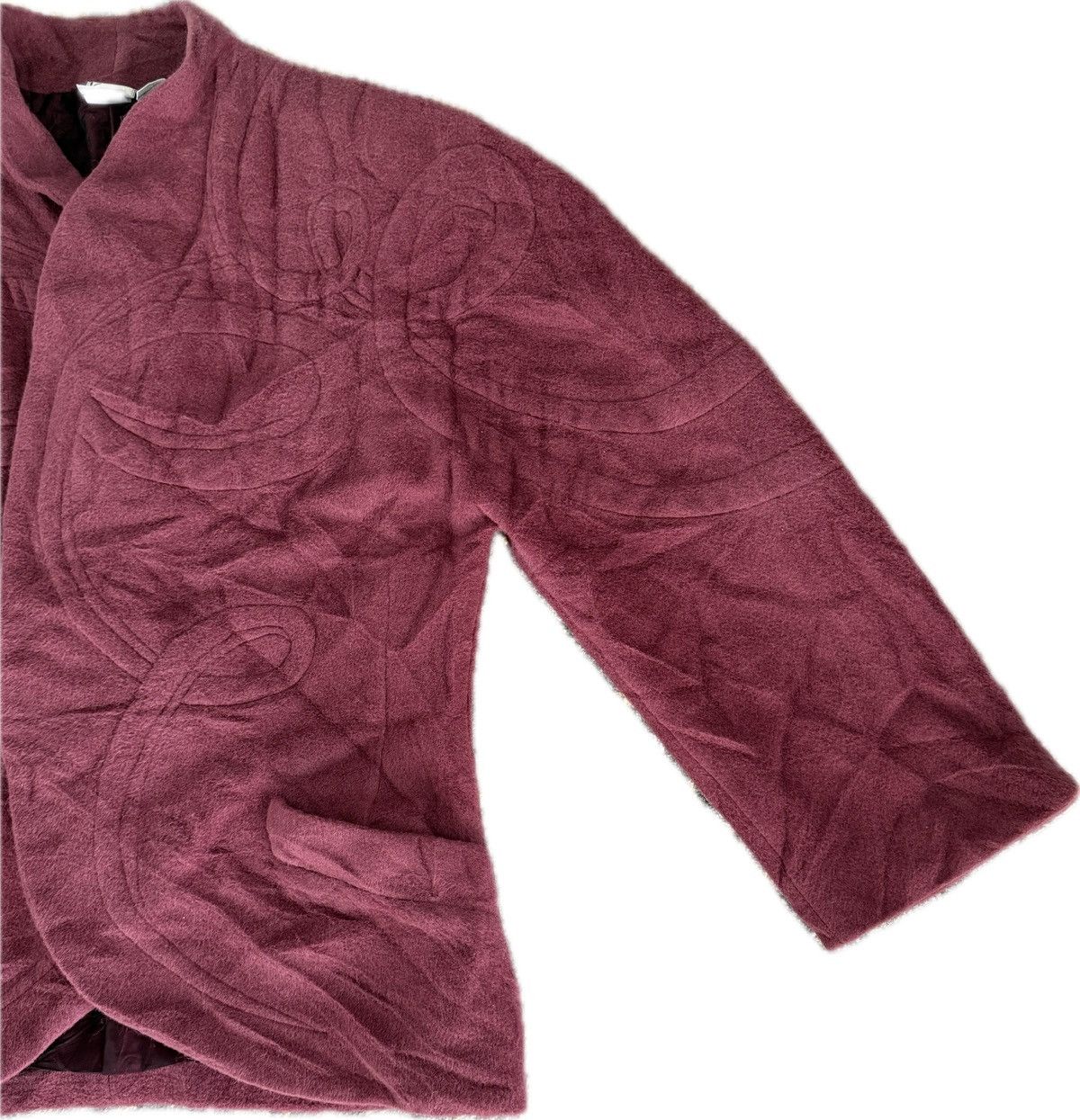 Krizia KRIZIA ALPACA JACKET BUTTON LESS DESIGN MAROON RARE Size S / US 4 / IT 40 - 2 Thumbnail